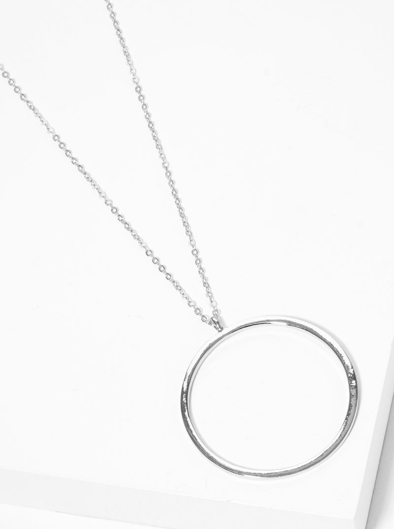 30inch Long  Classic Cut Out Round Pendant Long Necklace