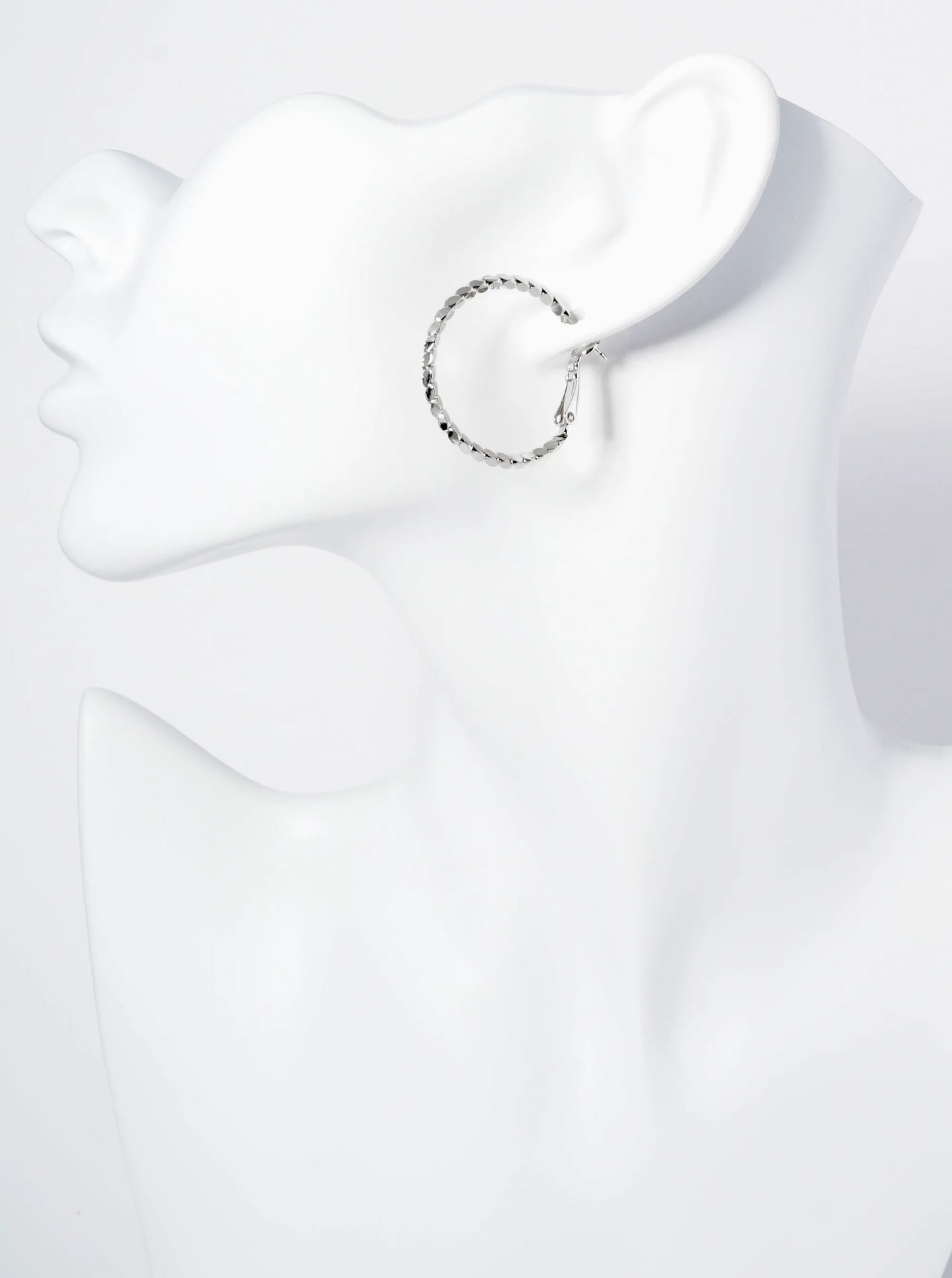 30mm 14K-Gold-Dipped 4-Sided Sparkling Textured Brass Latch-Back Hoop Earrings