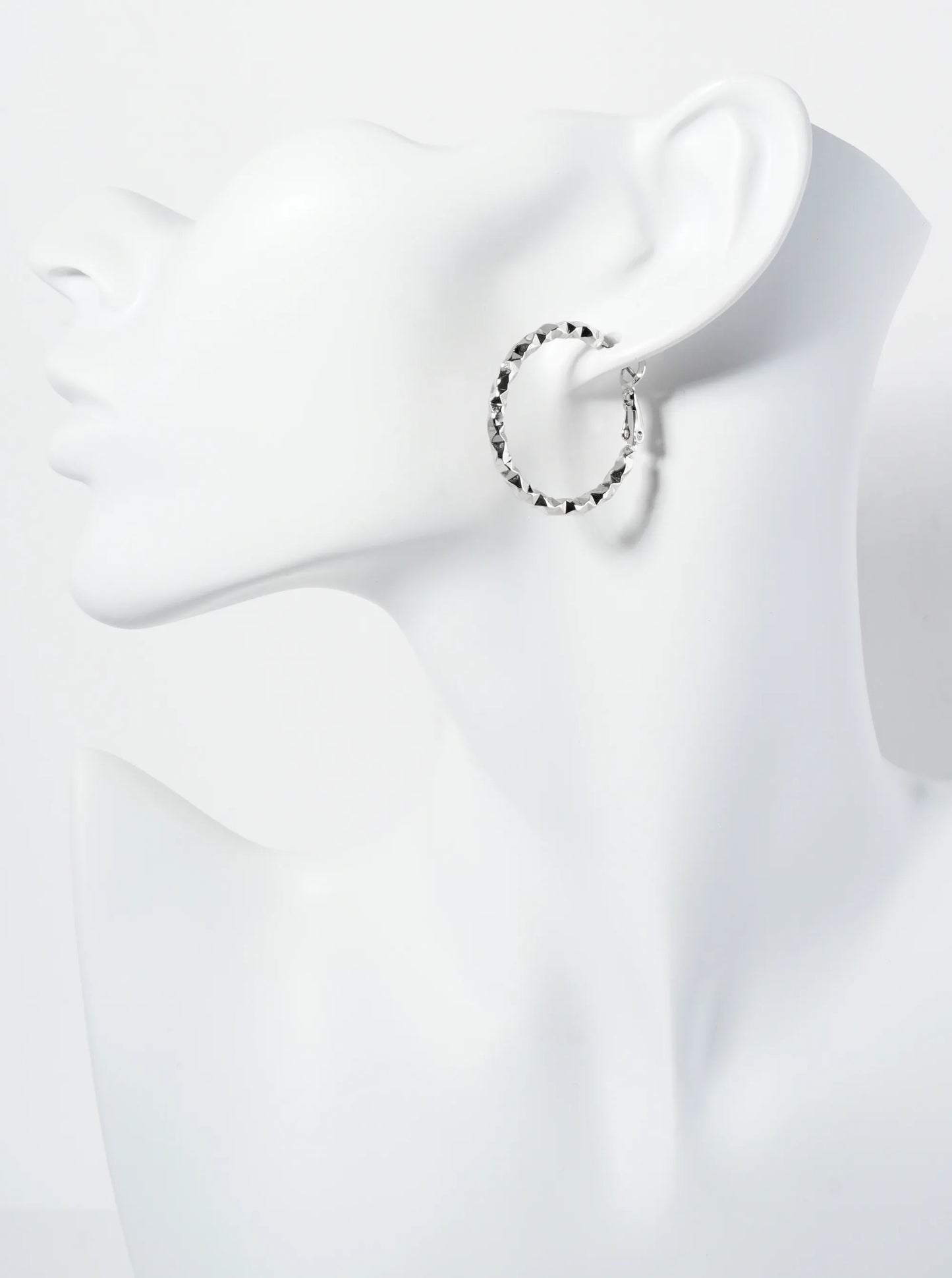 30mm 14K-Gold-Dipped Edgy Texture Latch-Back Hoop Earrings