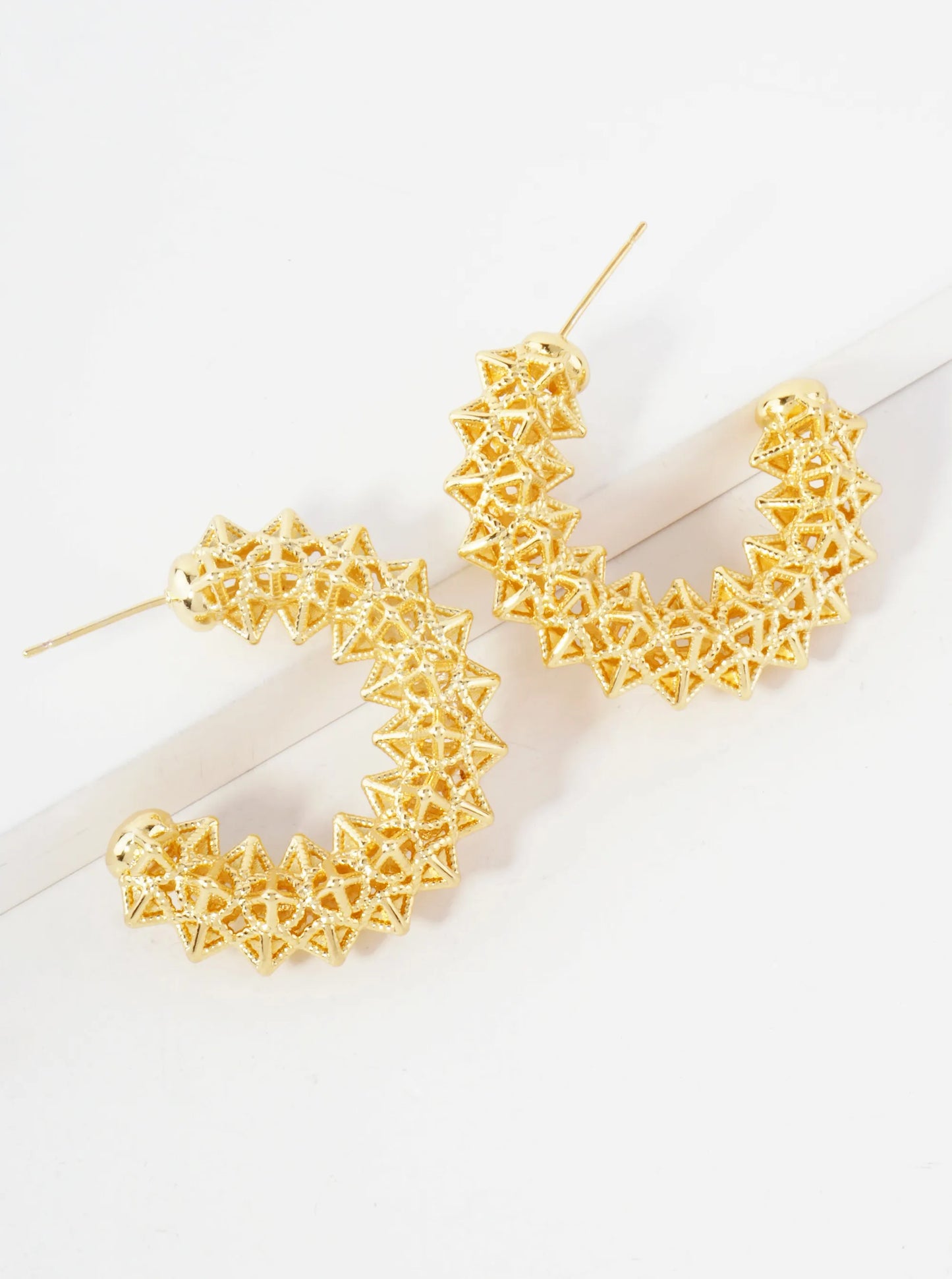 30mm 14K-Gold-Dipped Geometric Brass Open Hoop Earrings