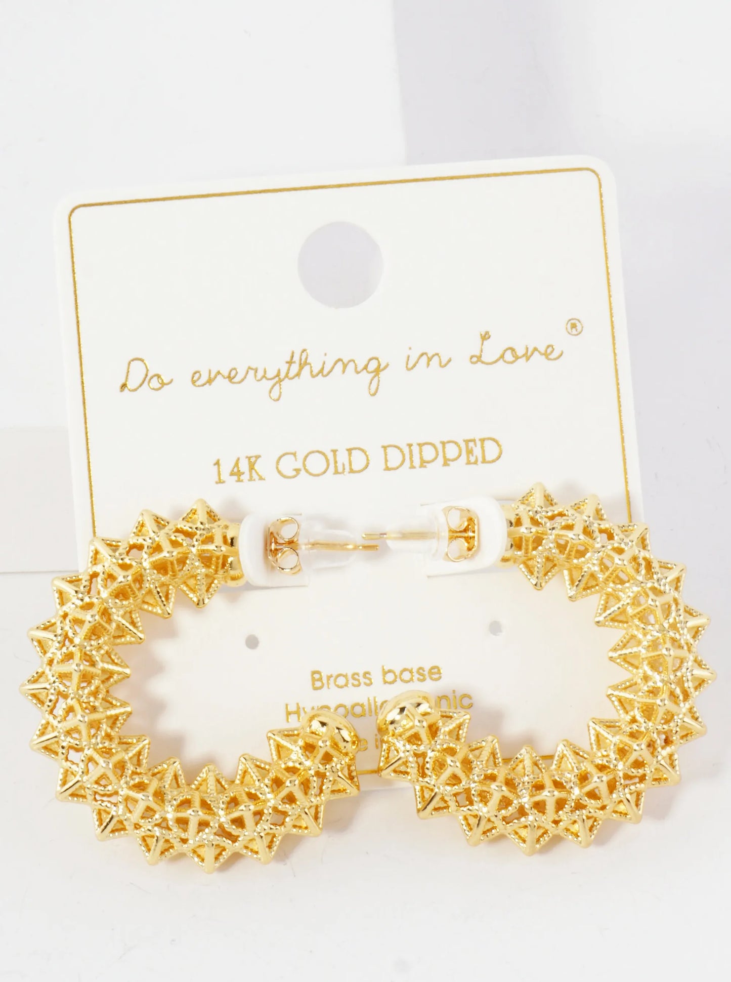 30mm 14K-Gold-Dipped Geometric Brass Open Hoop Earrings