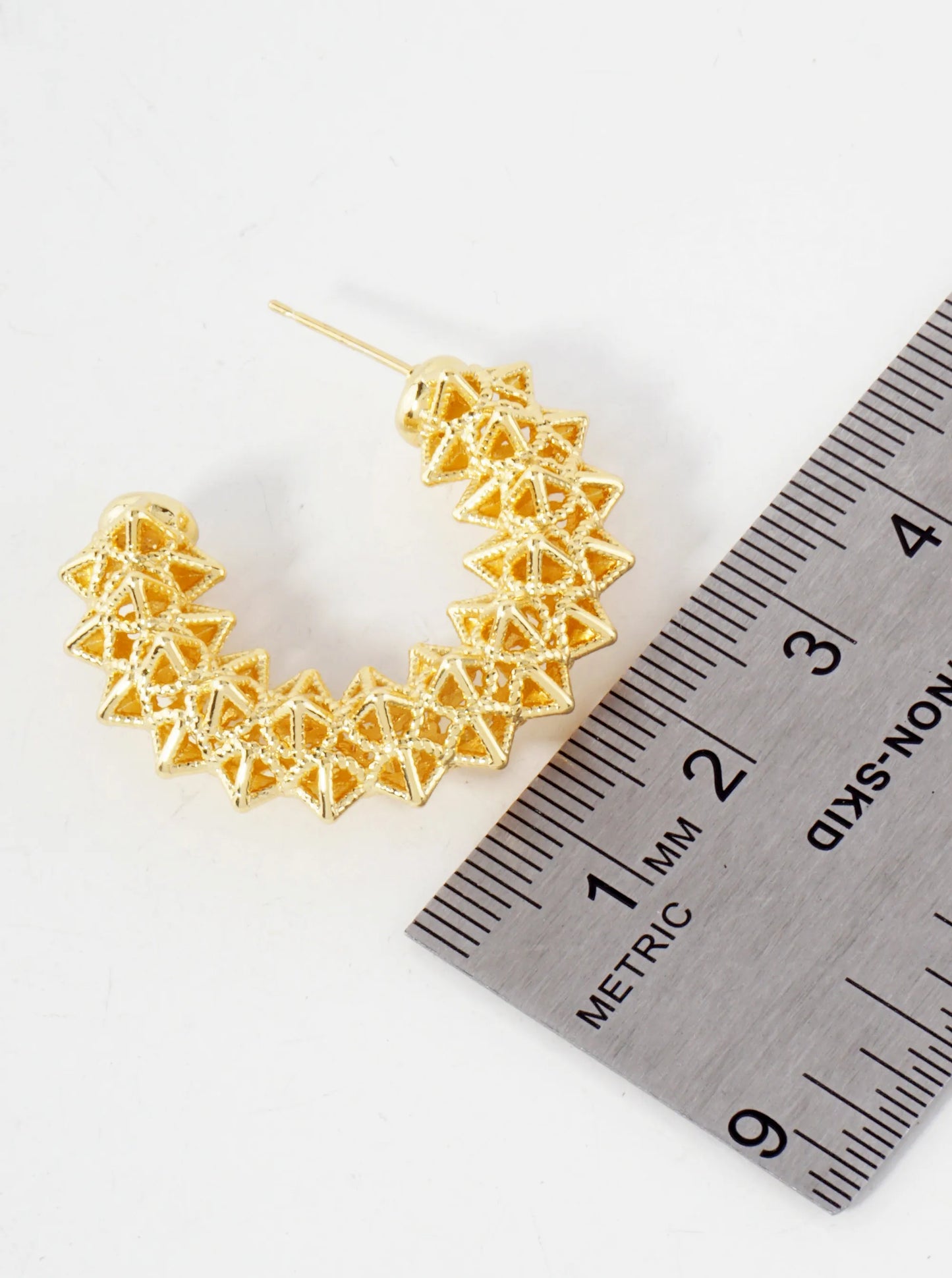 30mm 14K-Gold-Dipped Geometric Brass Open Hoop Earrings