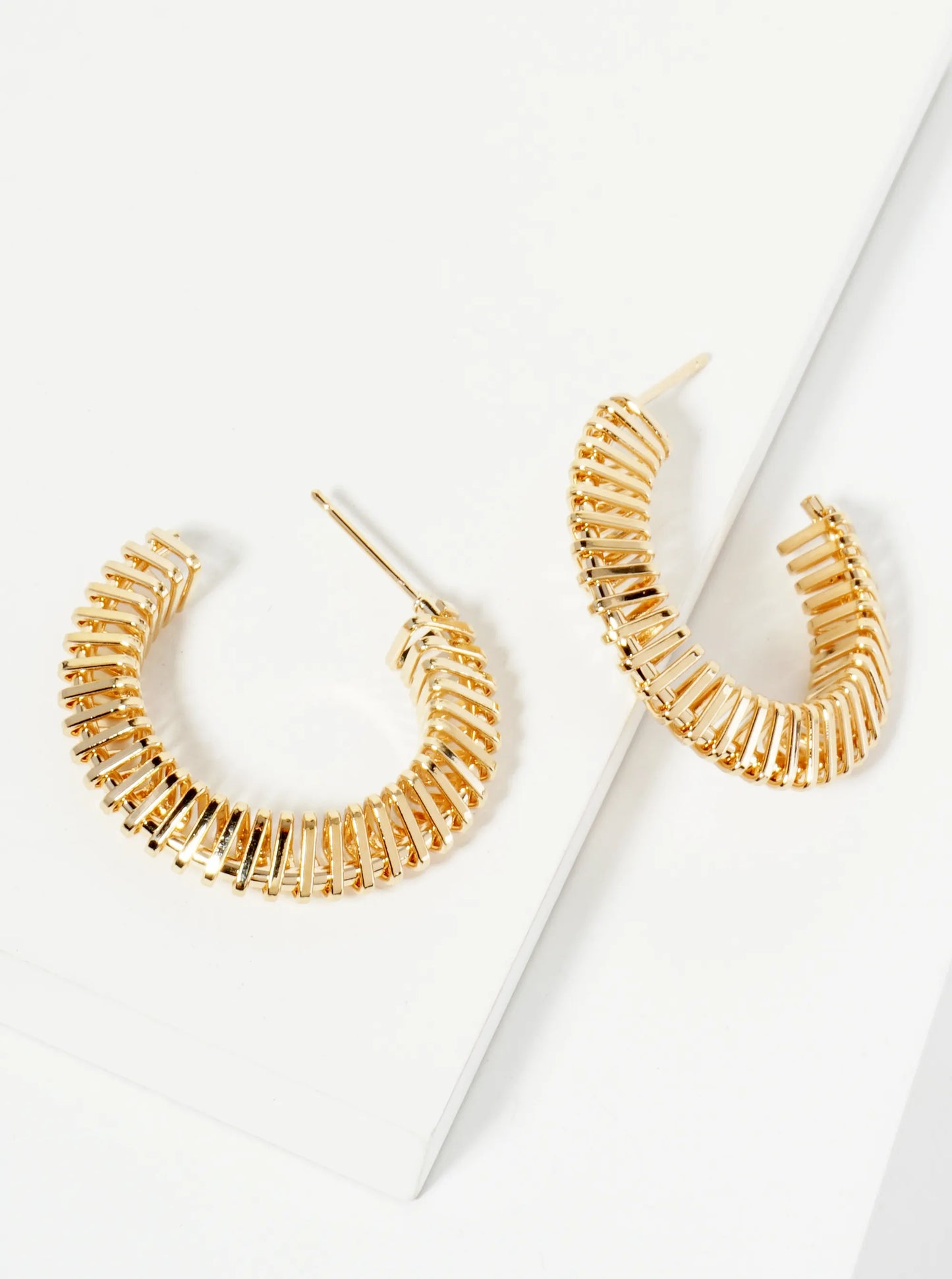 30mm 14K-Gold-Dipped Geometric Triangle Wire-Wrapped Hoop Earrings