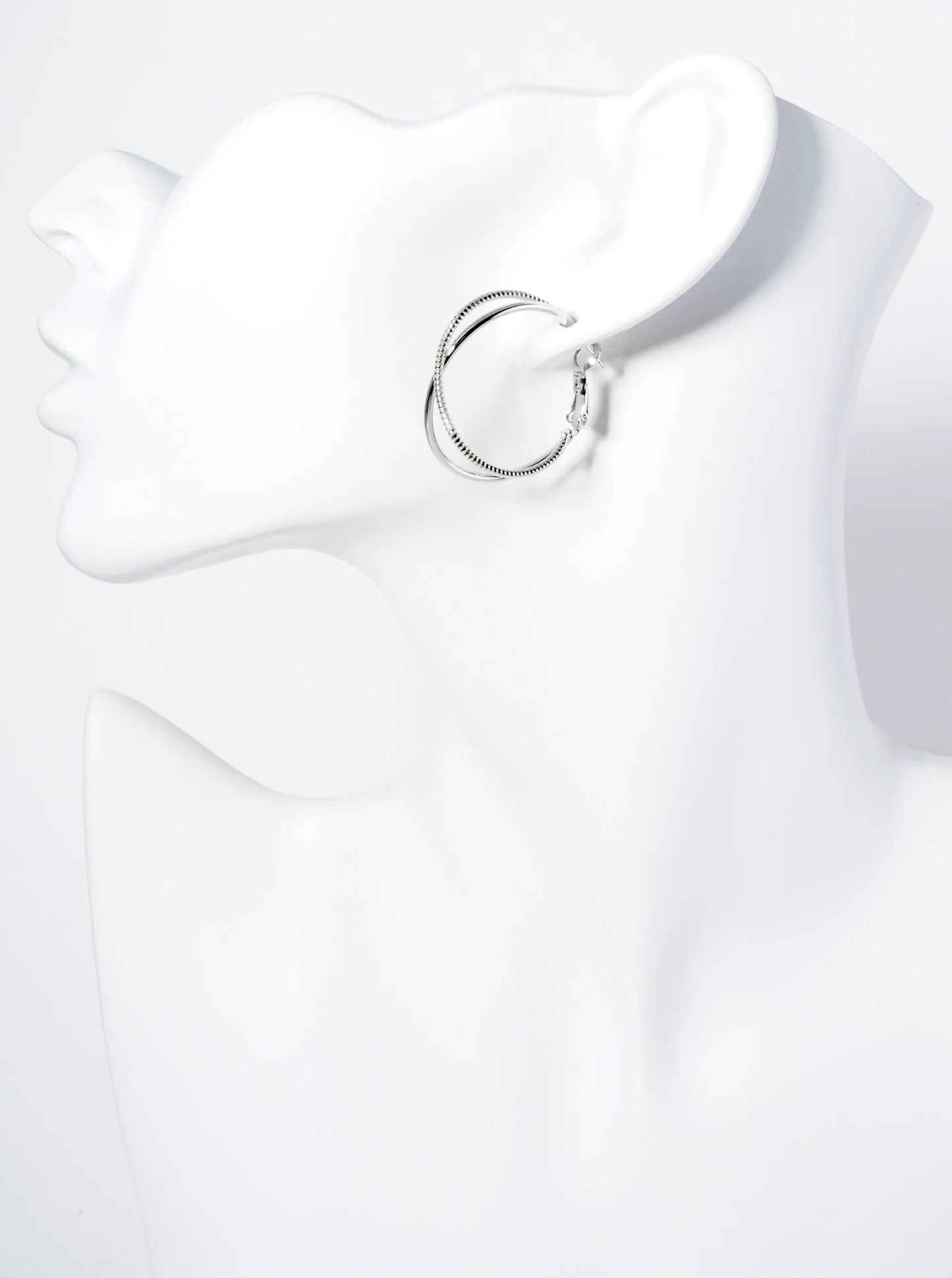 30mm 14K-Gold-Dipped Latch Back Hoop Earrings Two Wires Intertwined In An X Shape