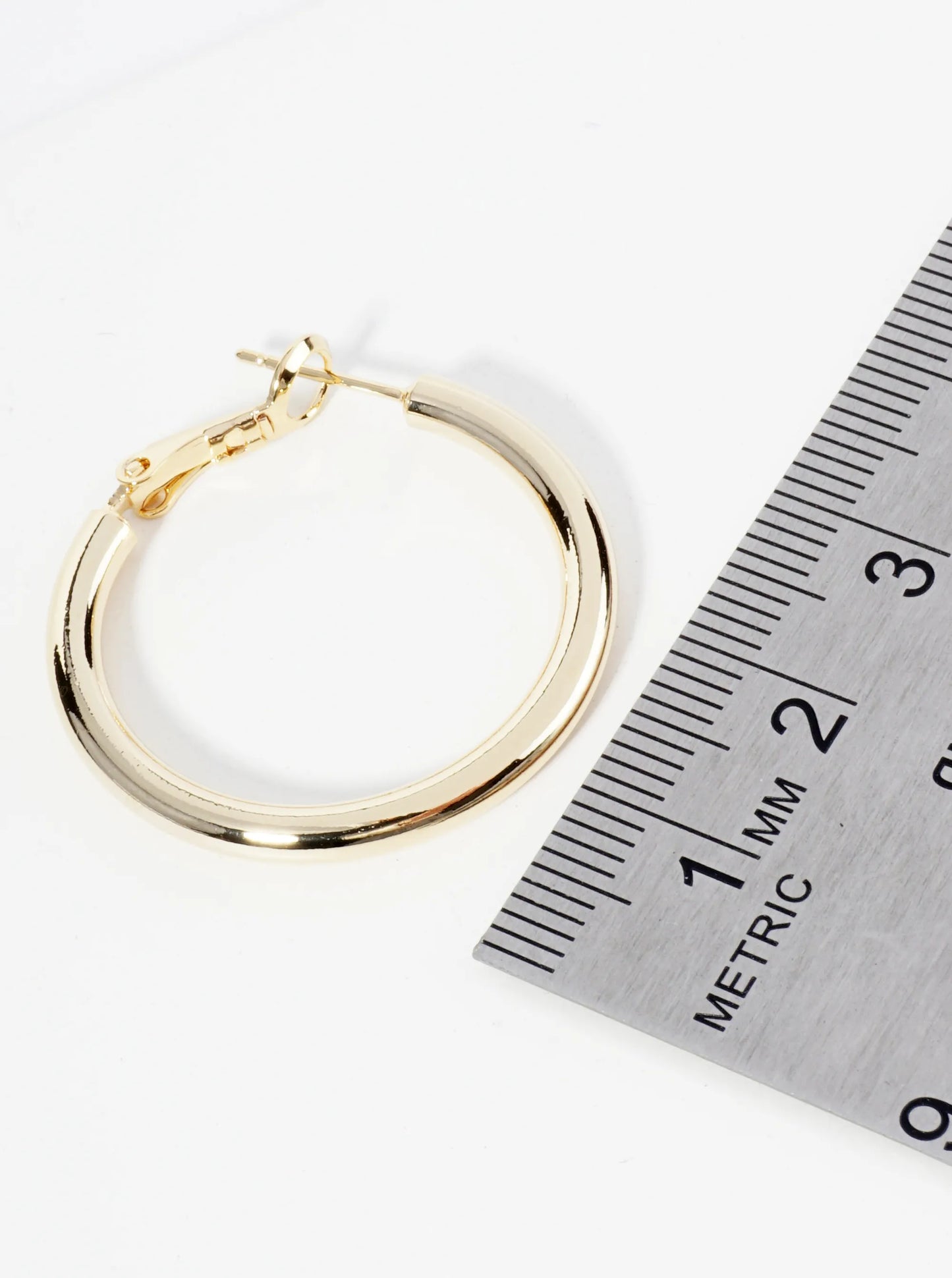 30mm 14K-Gold-Dipped Latch-Back Hoop Earrings With 2 And A Half Mm Thickness