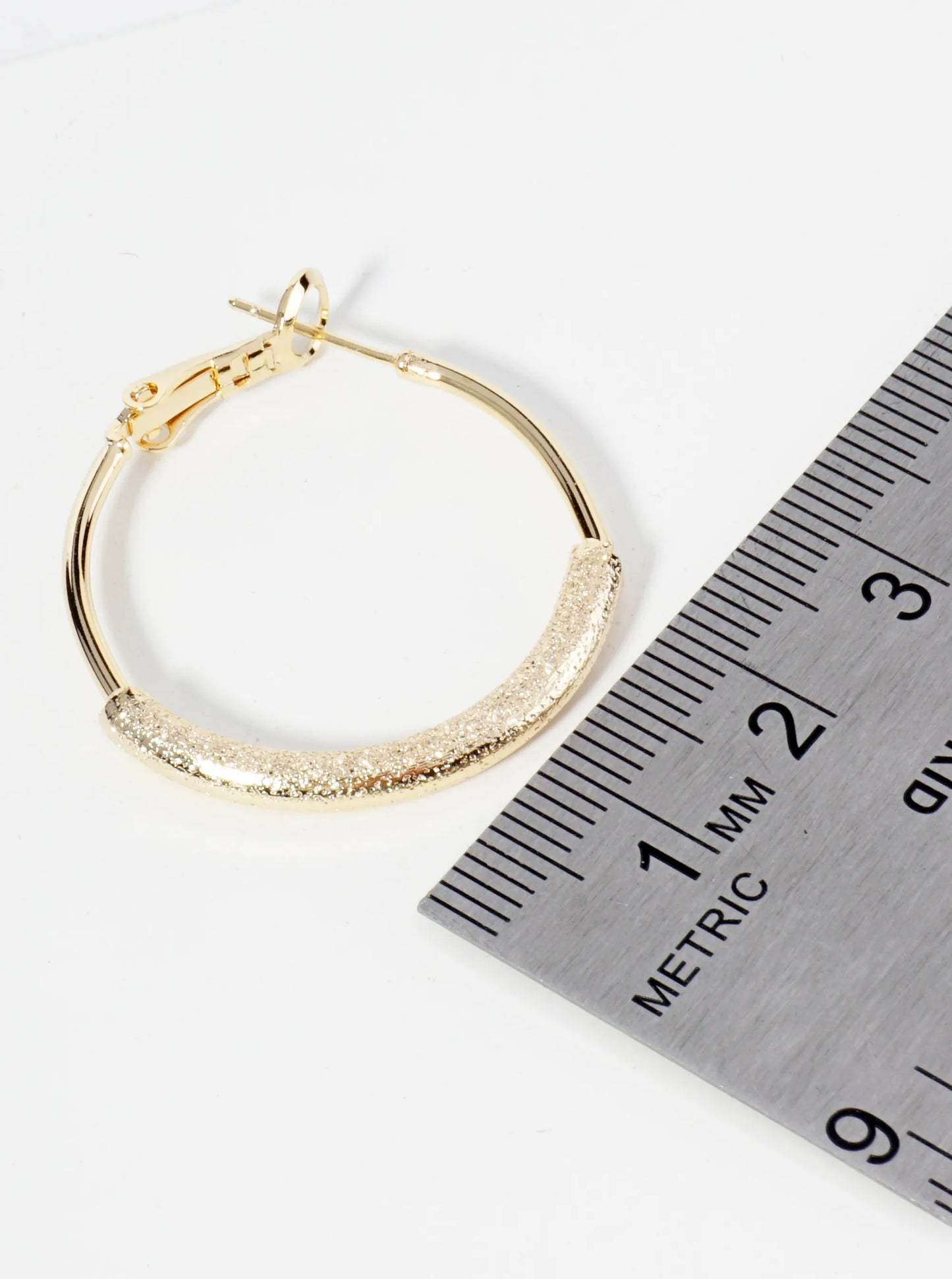 30mm 14K-Gold-Dipped Latch-Back Hoop Earrings With Center Textured Accent