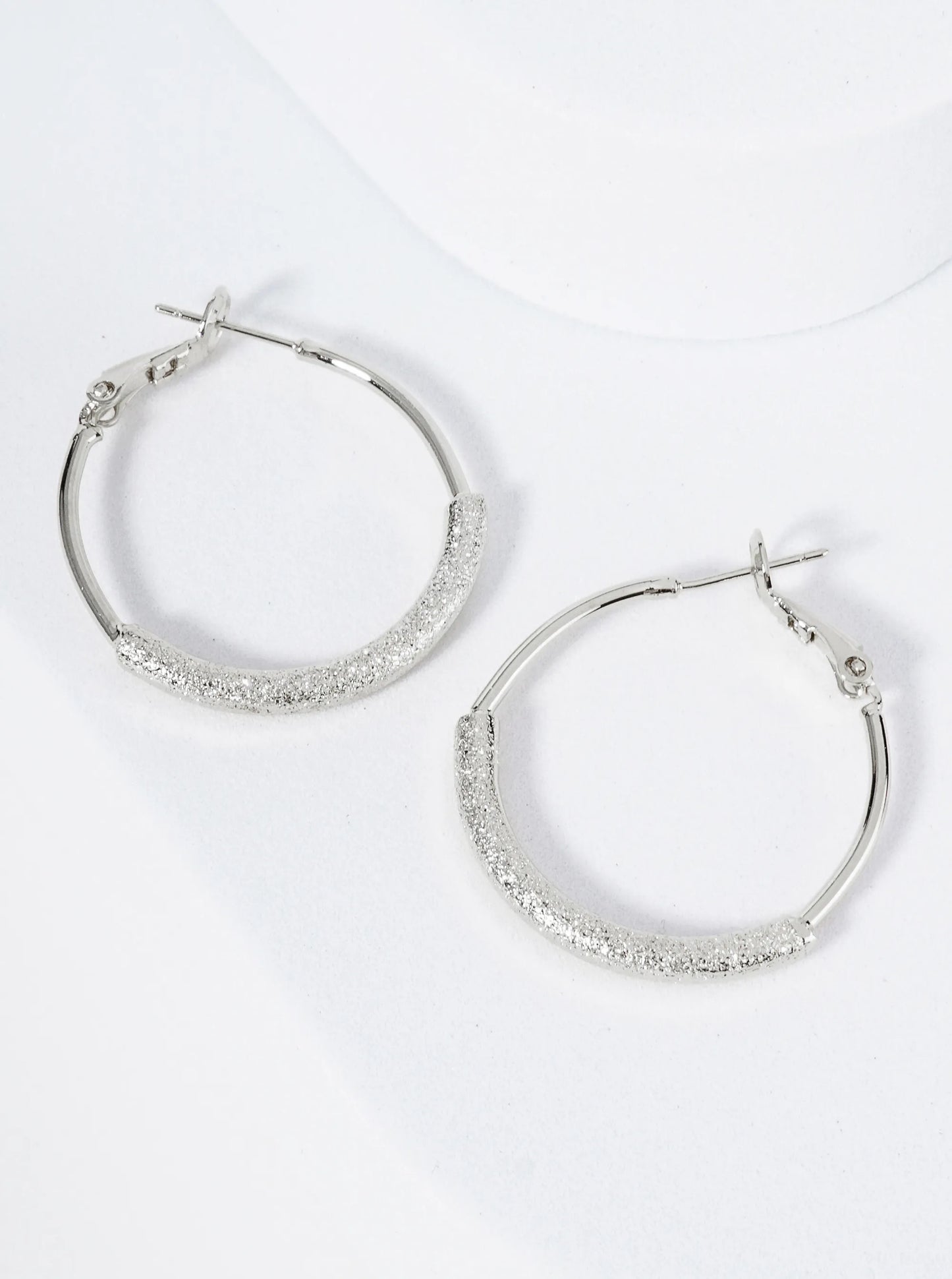 30mm 14K-Gold-Dipped Latch-Back Hoop Earrings With Center Textured Accent