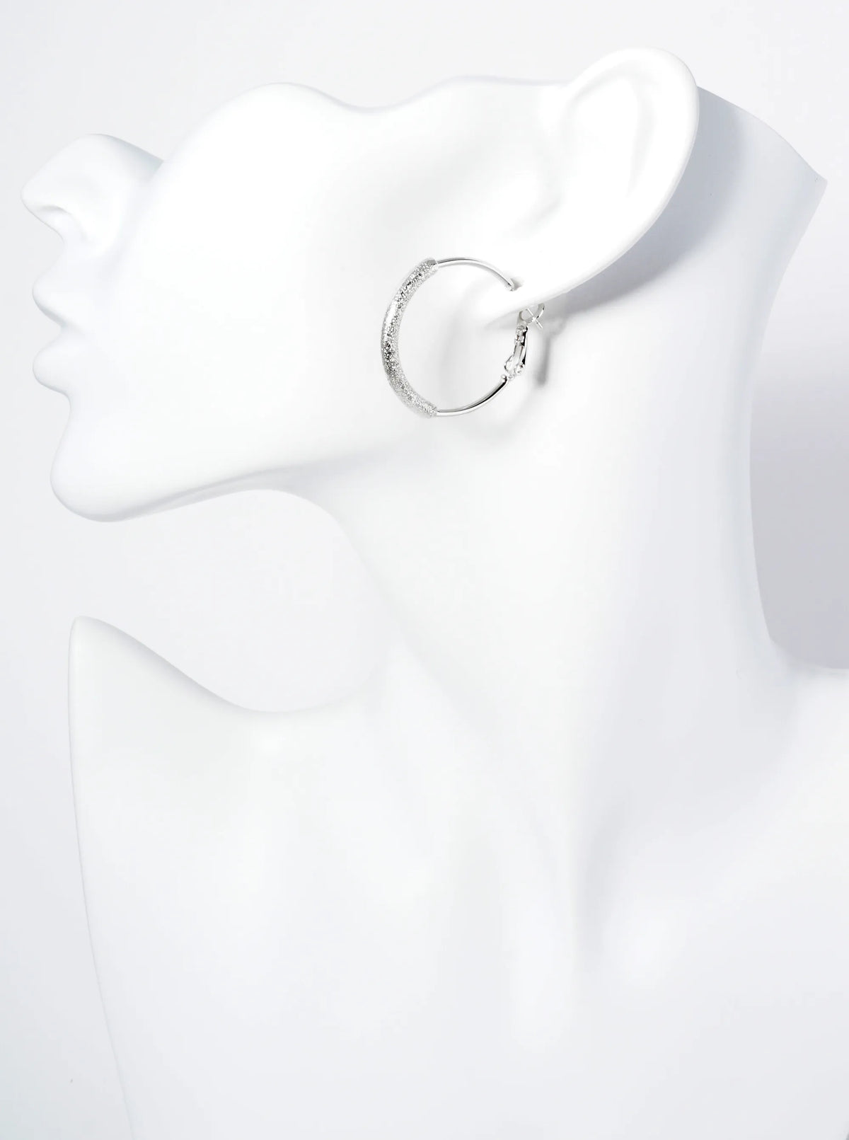 30mm 14K-Gold-Dipped Latch-Back Hoop Earrings With Center Textured Accent