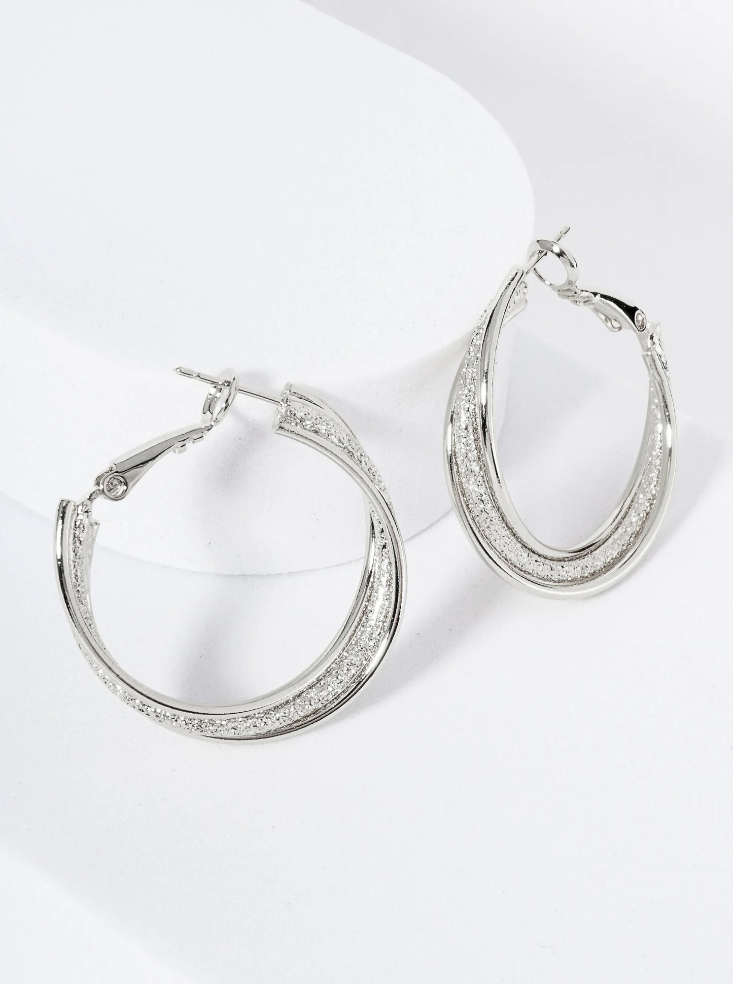 30mm 14K-Gold-Dipped Latch-Back Hoop Earrings With Intertwined Textured Lines