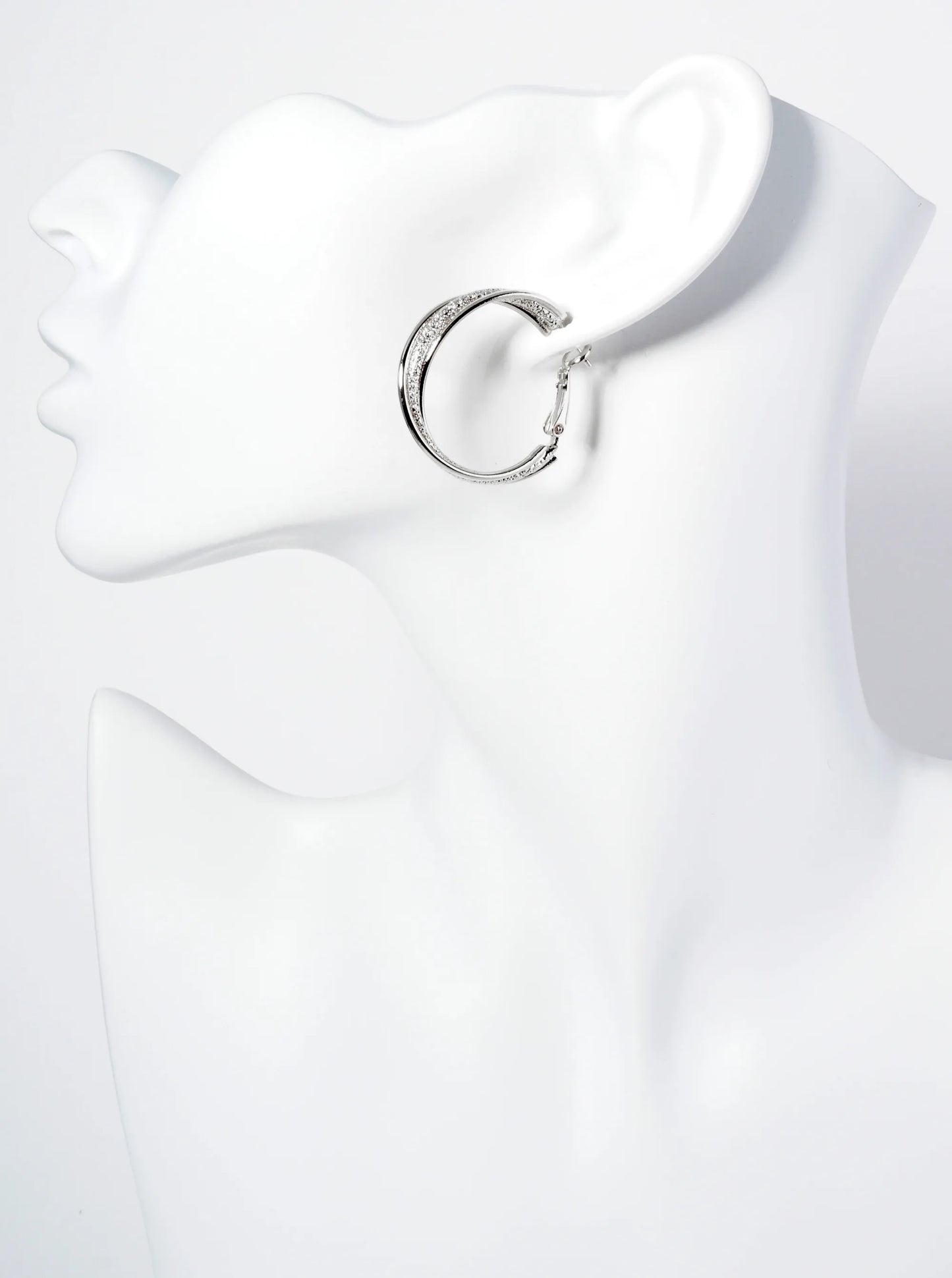 30mm 14K-Gold-Dipped Latch-Back Hoop Earrings With Intertwined Textured Lines