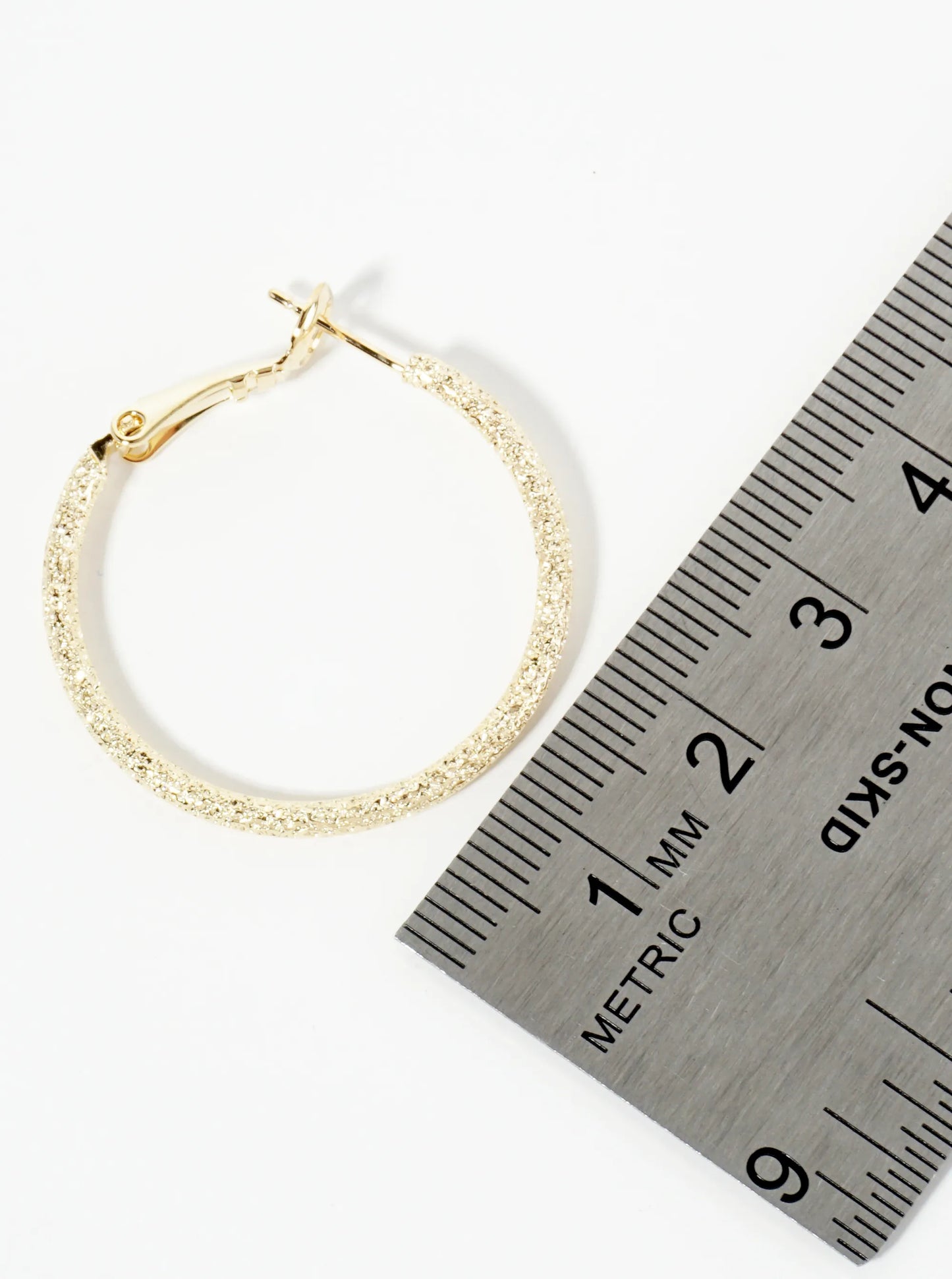30mm 14K-Gold-Dipped Sand-Texture Latch-Back Hoop Earrings
