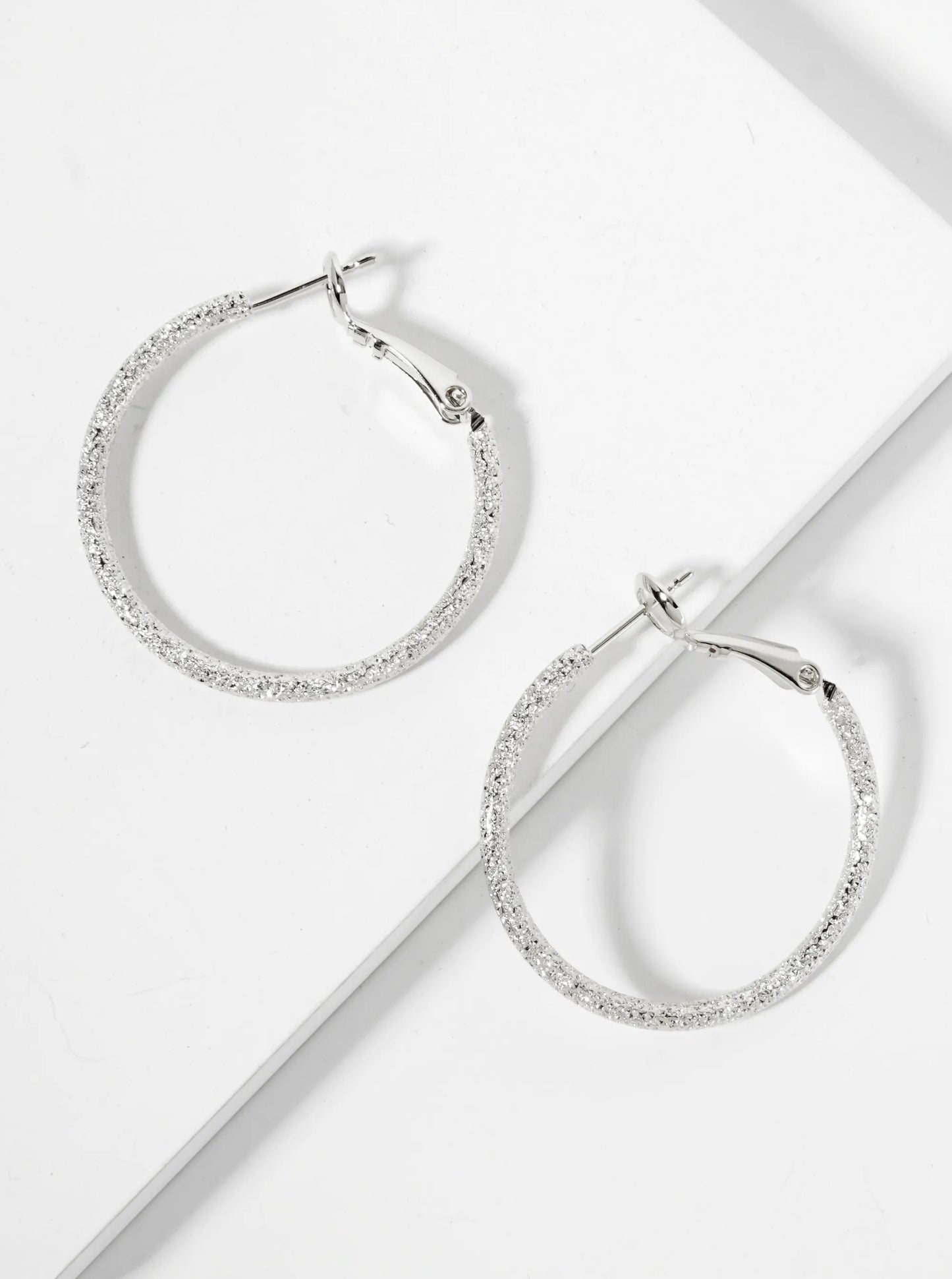 30mm 14K-Gold-Dipped Sand-Texture Latch-Back Hoop Earrings