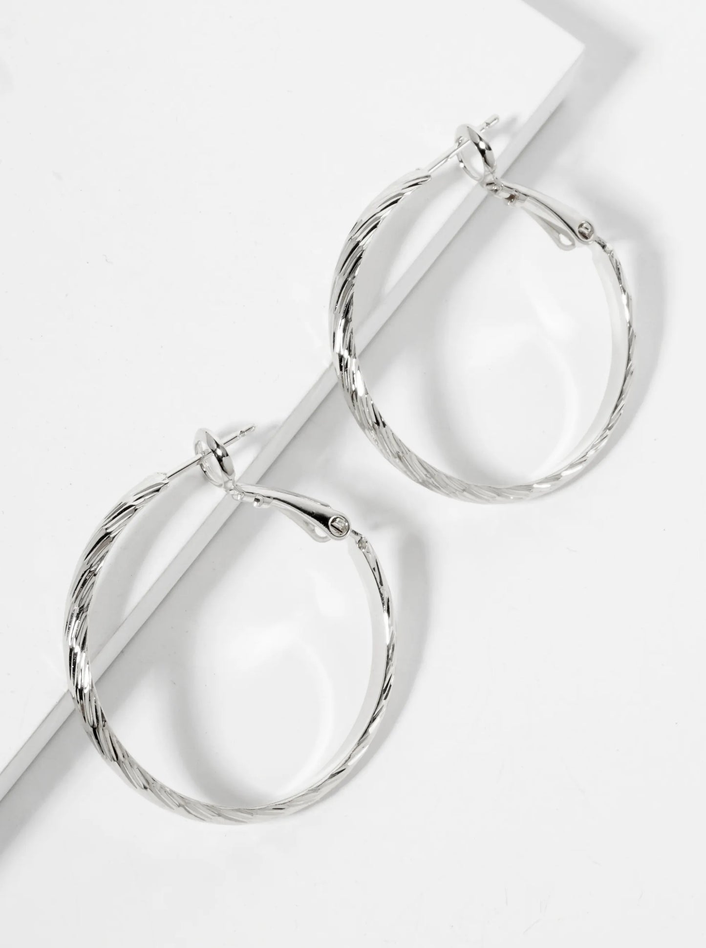 30mm 14K-Gold-Dipped Textured Brass Latch-Back Hoop Earrings With 3mm Thickness