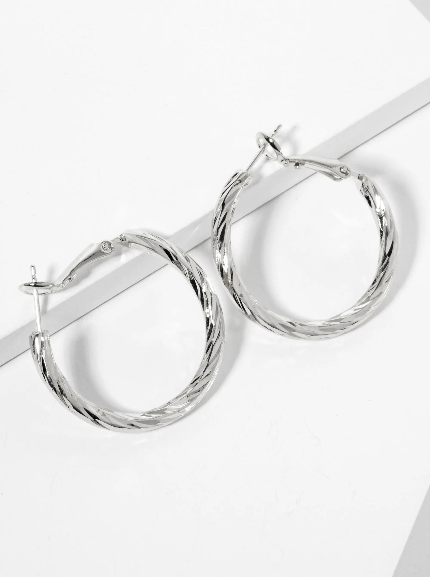 30mm 14K-Gold-Dipped Textured Brass Latch-Back Hoop Earrings With 3mm Thickness