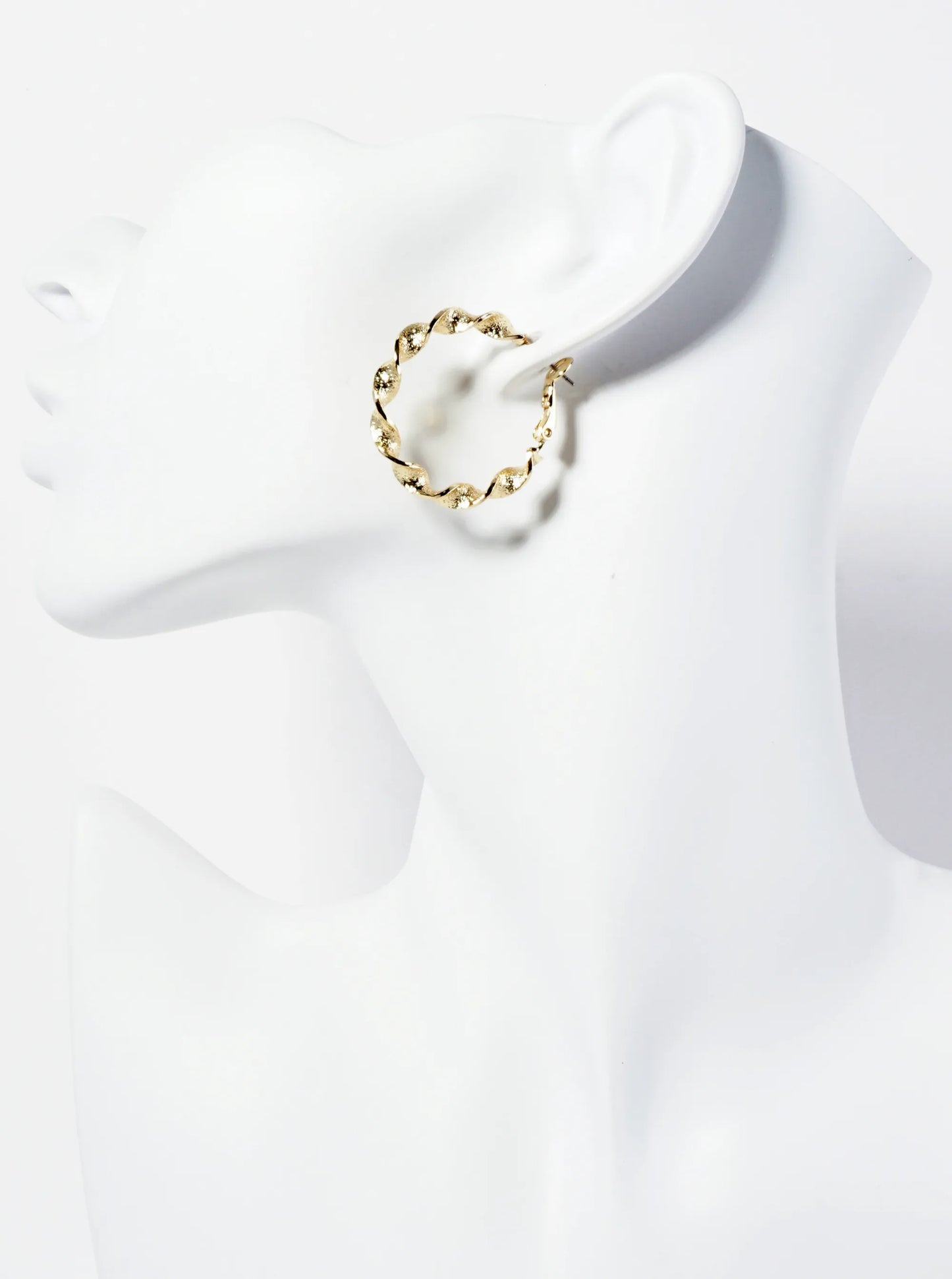 30mm 14K-Gold-Dipped Textured Twist Latch-Back Hoop Earrings