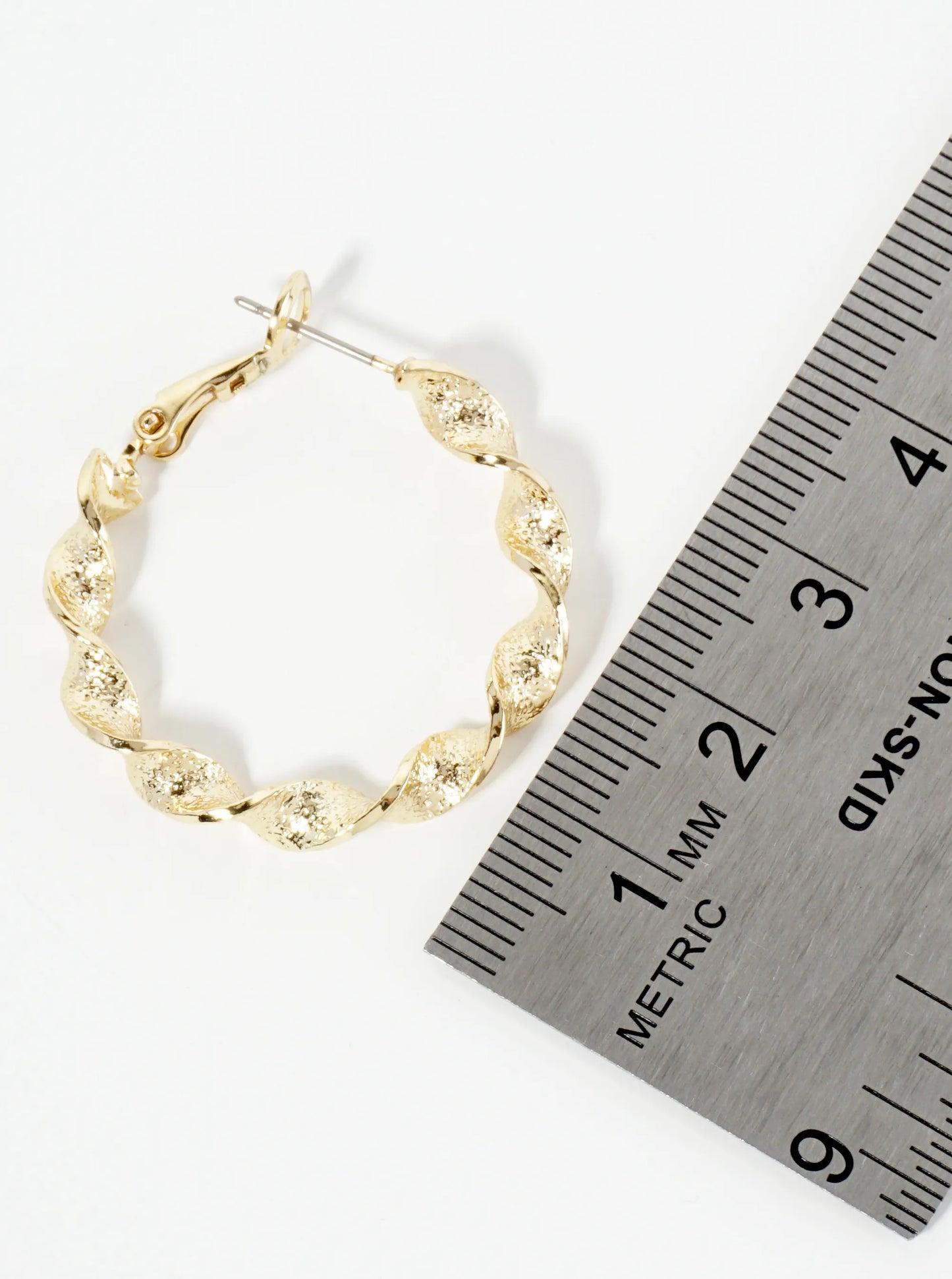 30mm 14K-Gold-Dipped Textured Twist Latch-Back Hoop Earrings