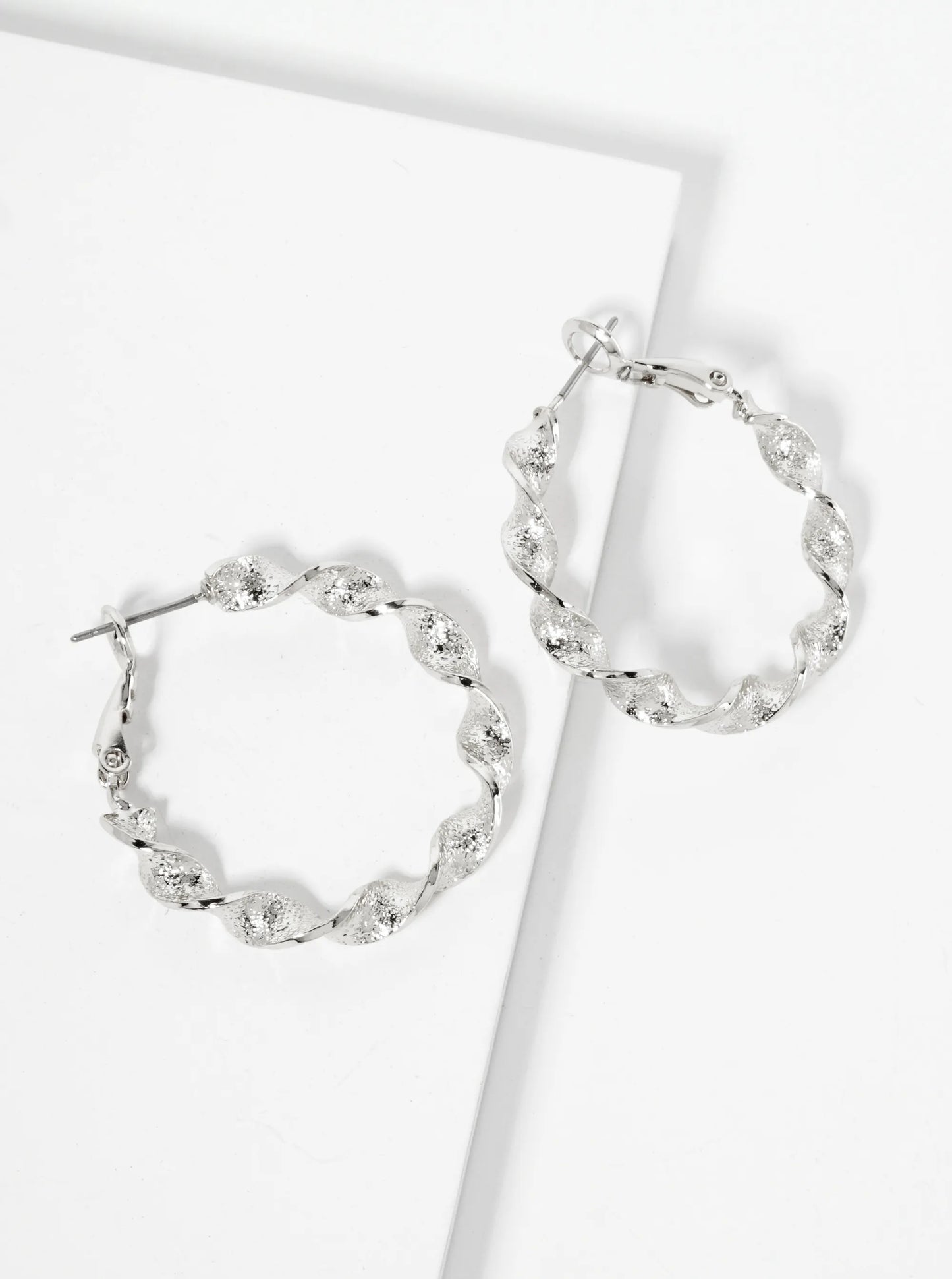 30mm 14K-Gold-Dipped Textured Twist Latch-Back Hoop Earrings
