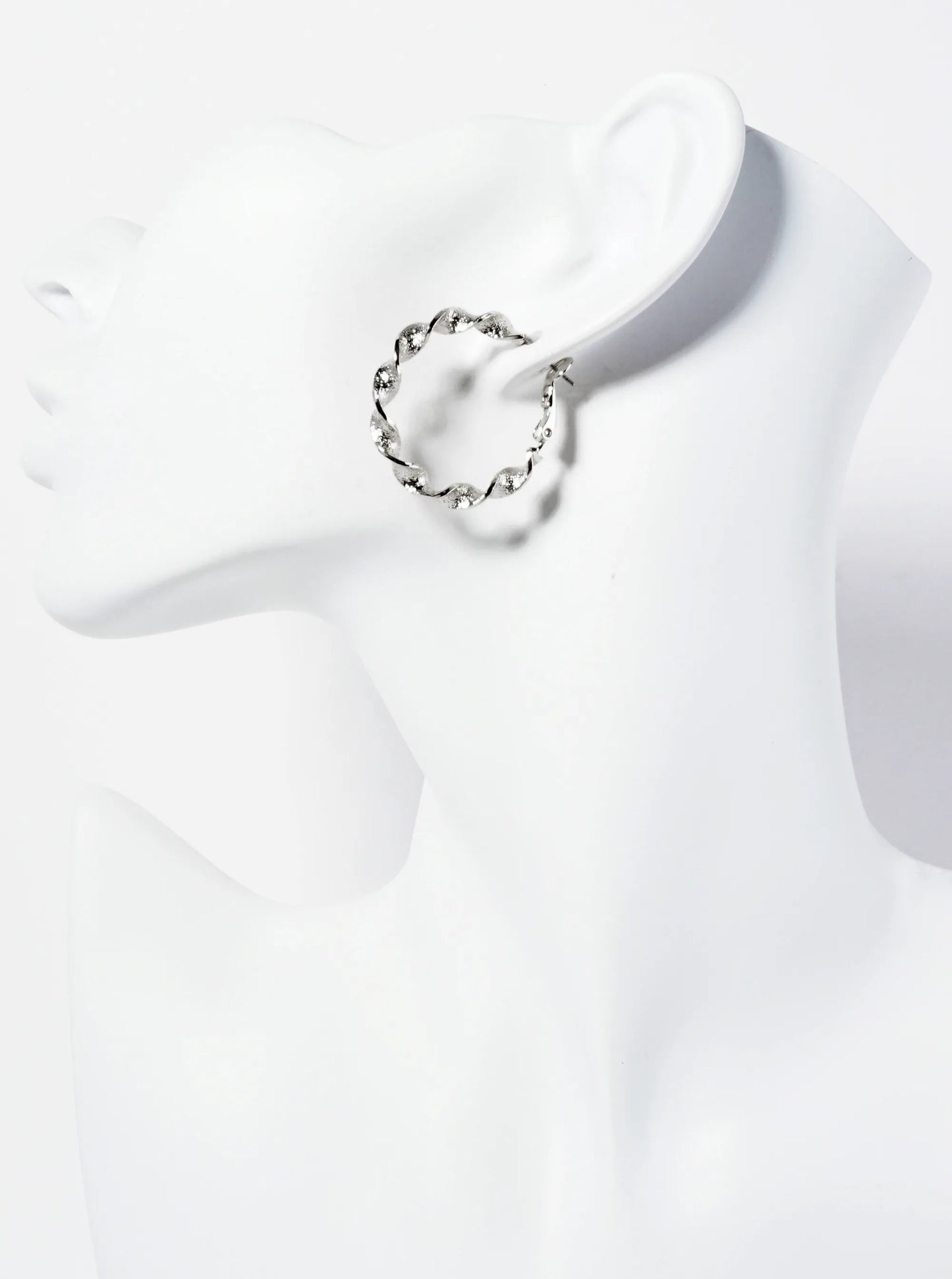 30mm 14K-Gold-Dipped Textured Twist Latch-Back Hoop Earrings