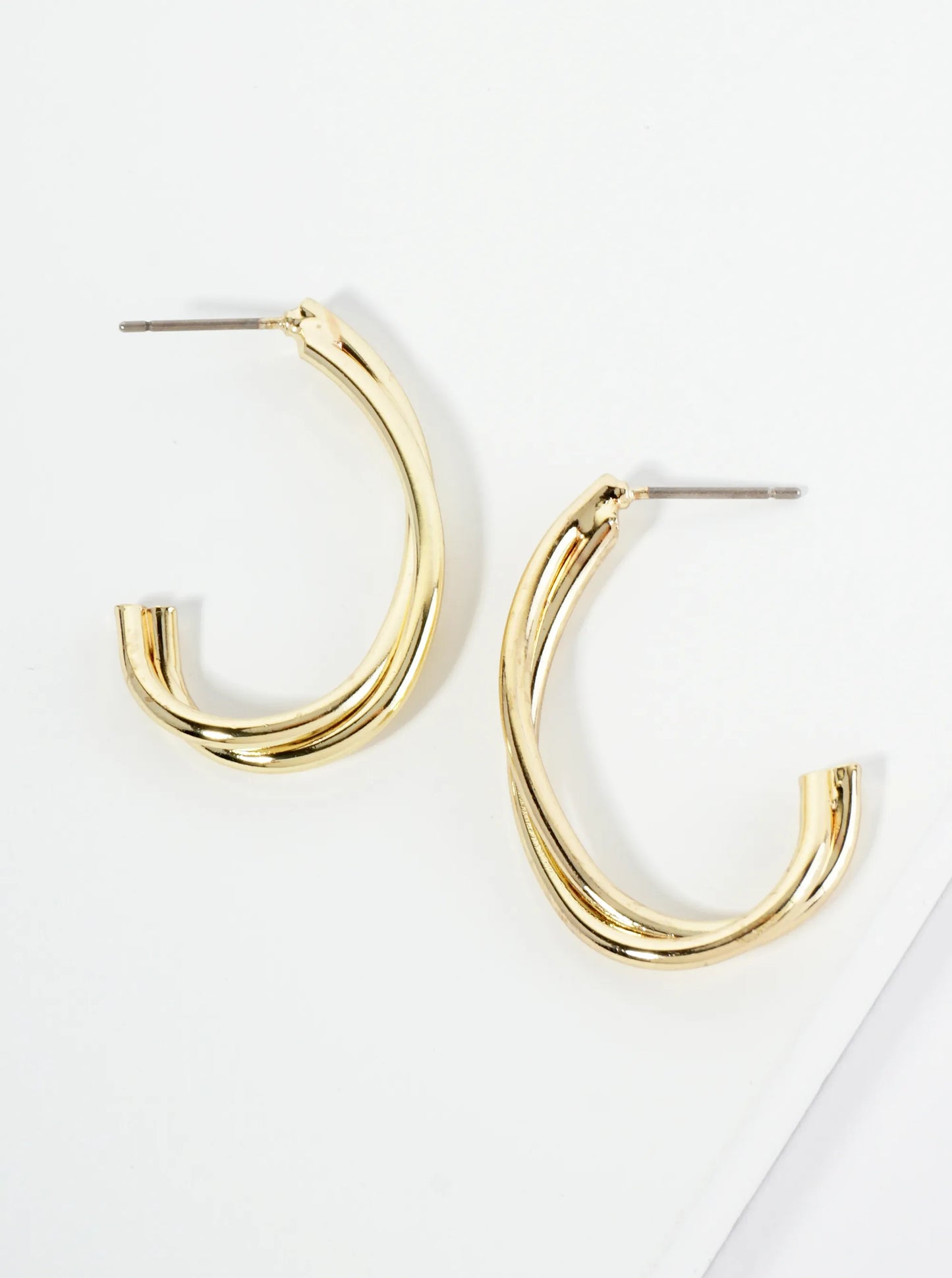 30mm 14K-Gold-Dipped Two Intertwined Hoop Earrings