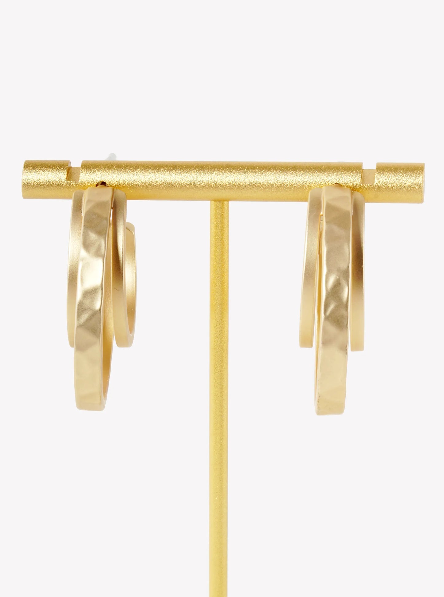 30mm 3 Line Layered Hammered Texture Hoop Illusion Earrings