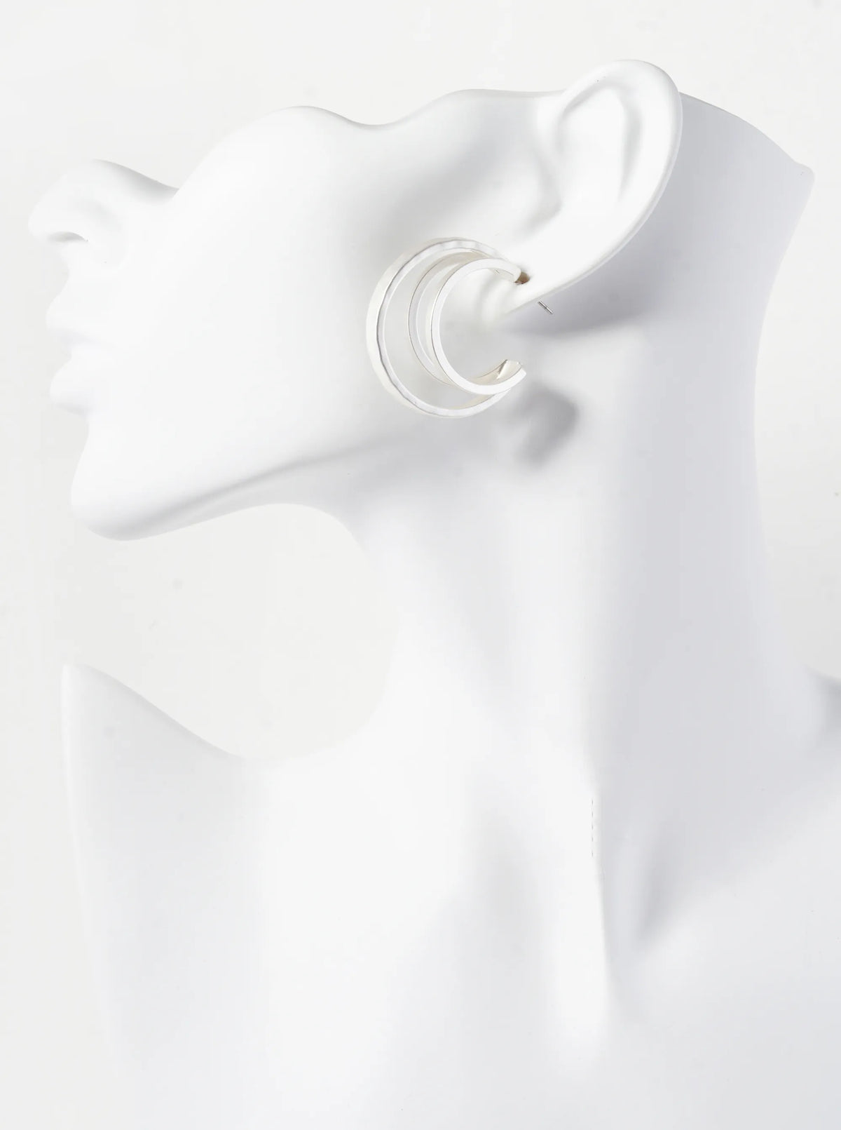 30mm 3 Line Layered Hammered Texture Hoop Illusion Earrings