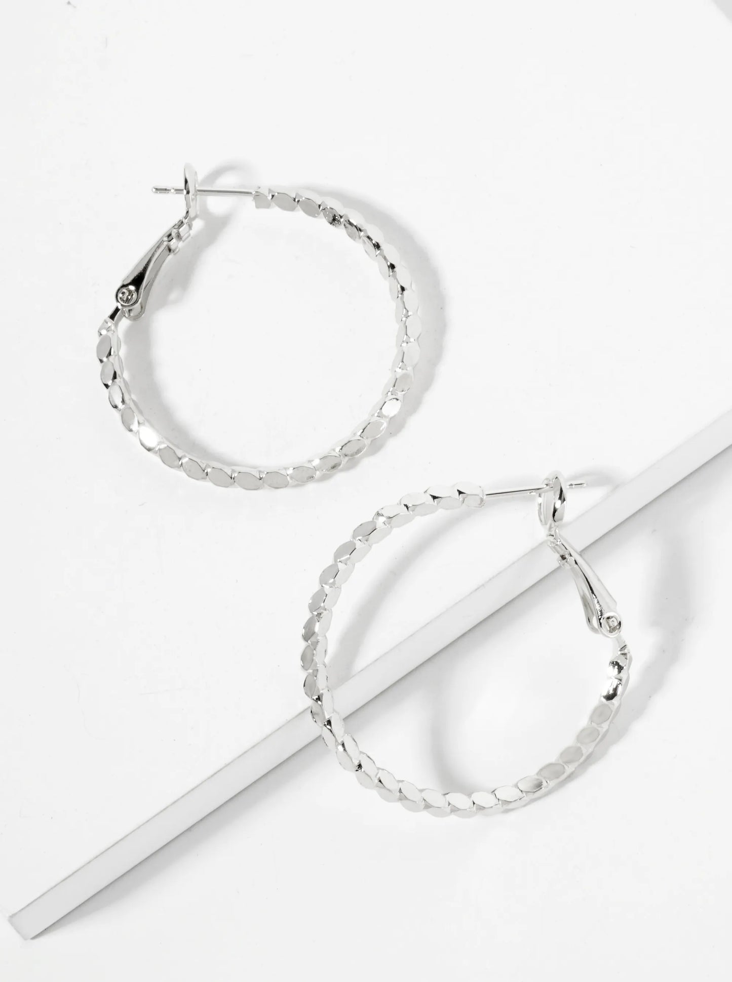 30mm 4-Sided Sparkling Textured 14K-Gold-Dipped Brass Latch-Back Hoop Earrings
