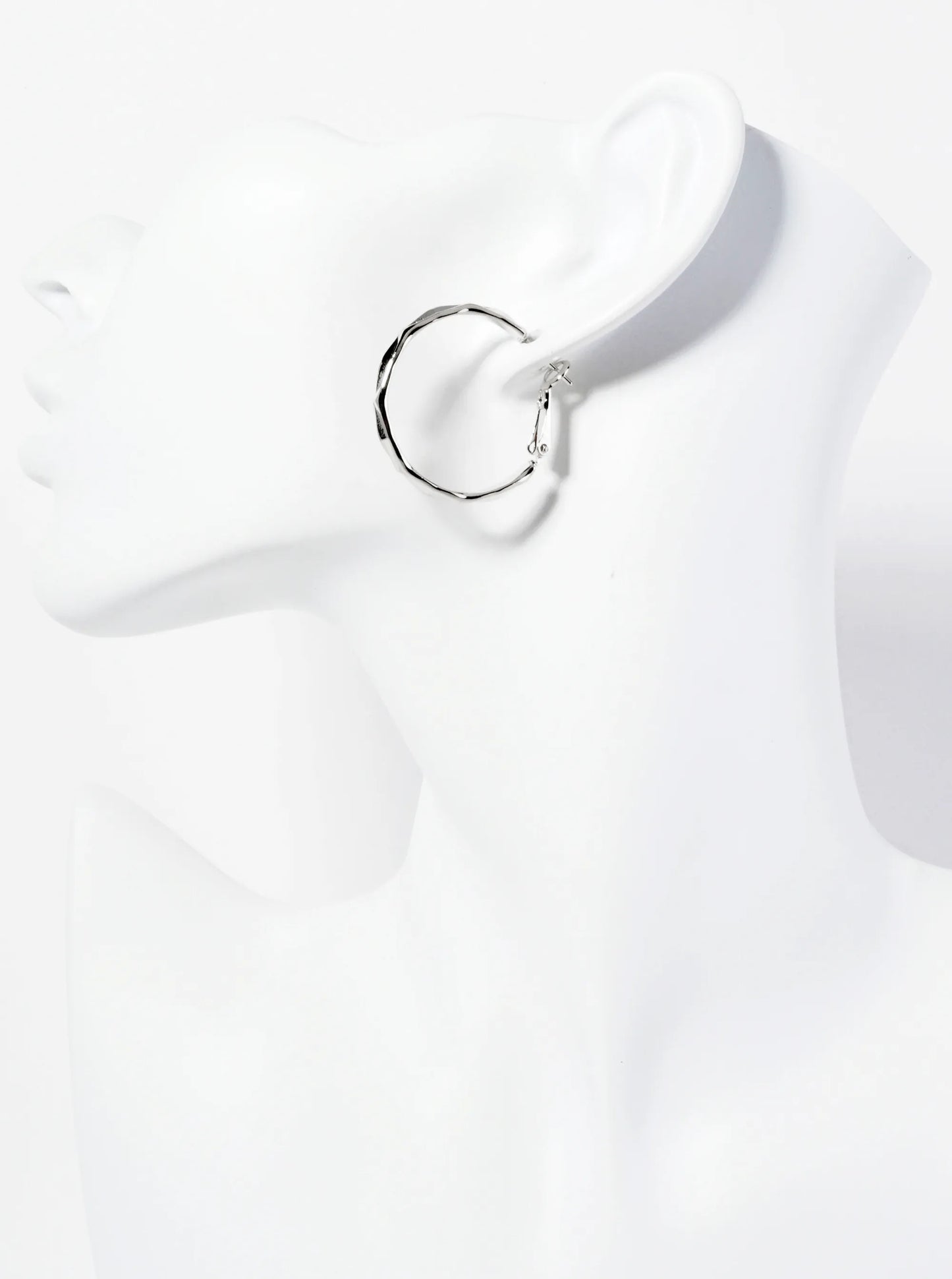 30mm 4-Sided Sparkling Textured 14K-Gold-Dipped Brass Latch-Back Hoop Earrings