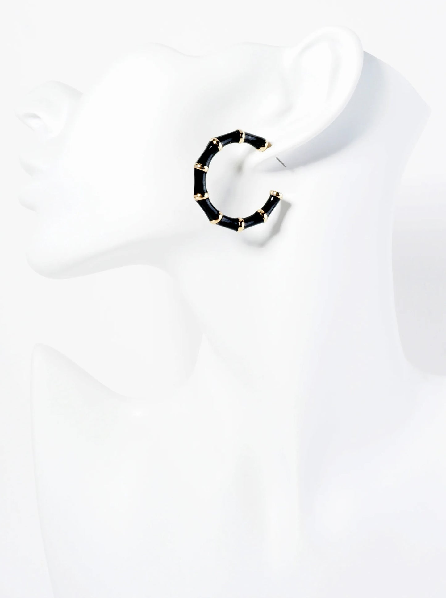 30mm Bamboo Design Enamel Open Hoop Earrings