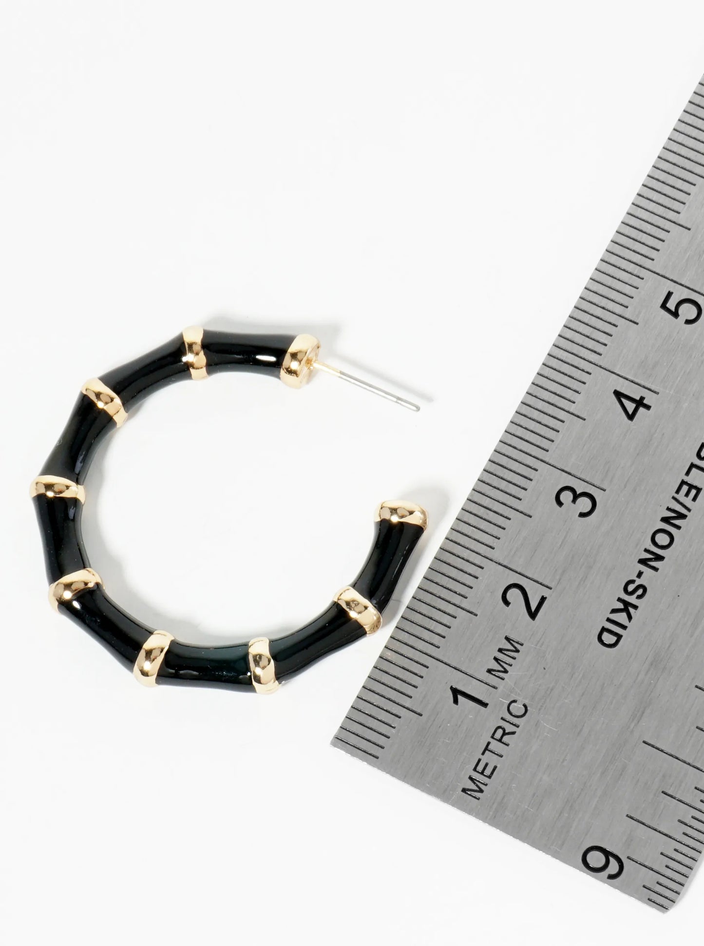 30mm Bamboo Design Enamel Open Hoop Earrings