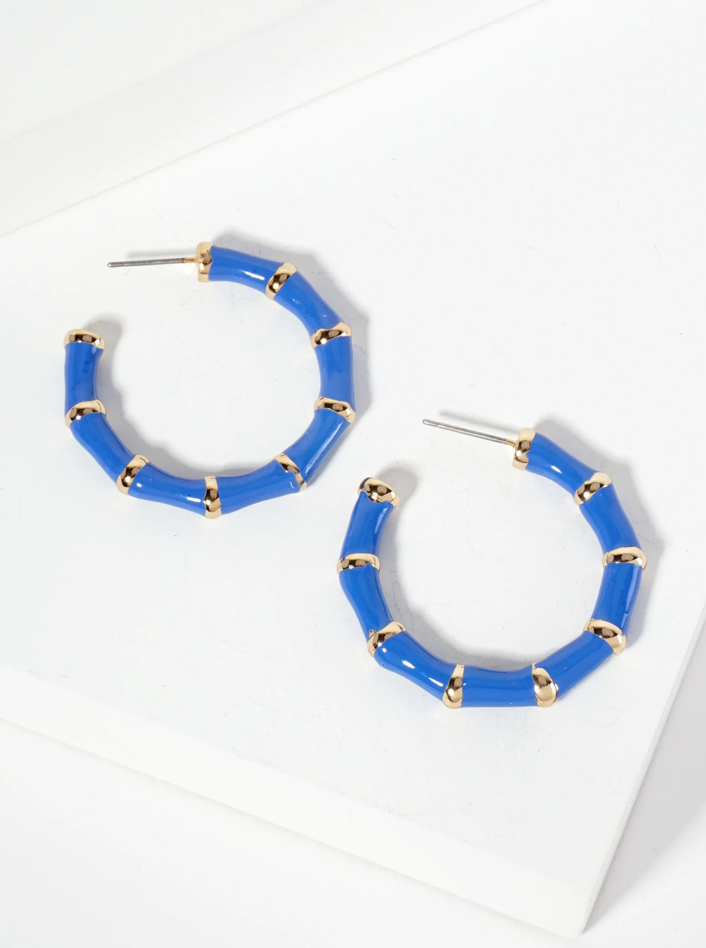 30mm Bamboo Design Enamel Open Hoop Earrings