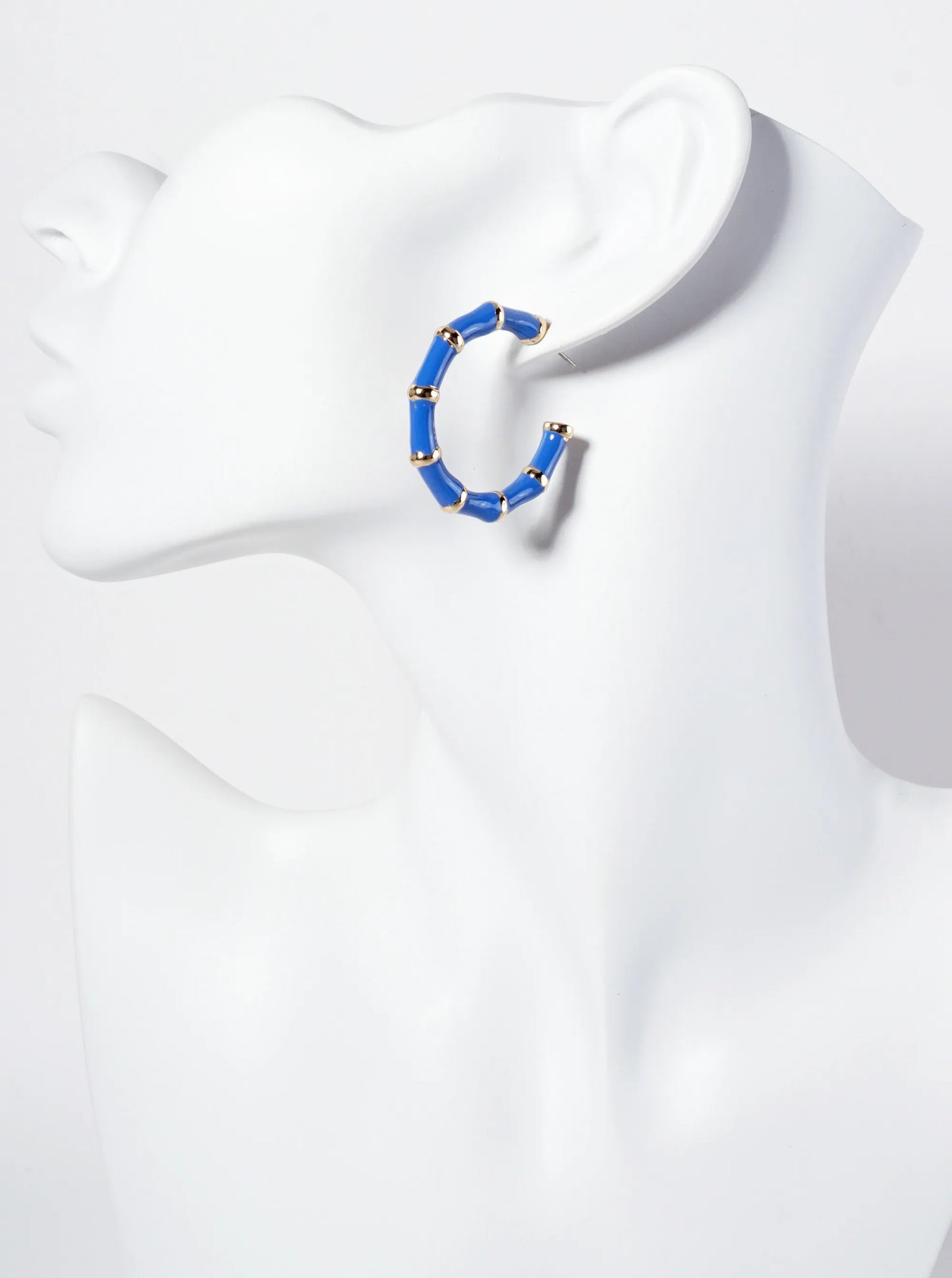 30mm Bamboo Design Enamel Open Hoop Earrings