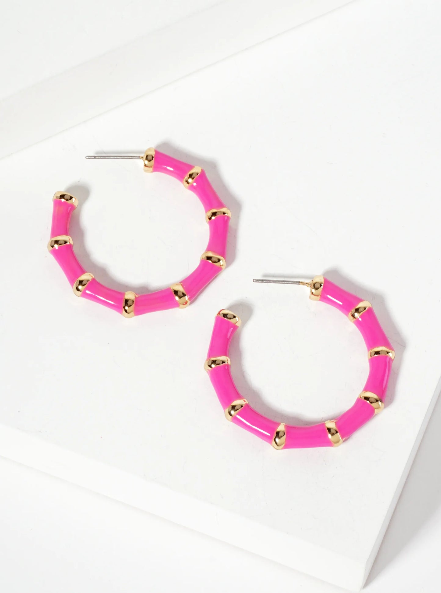 30mm Bamboo Design Enamel Open Hoop Earrings