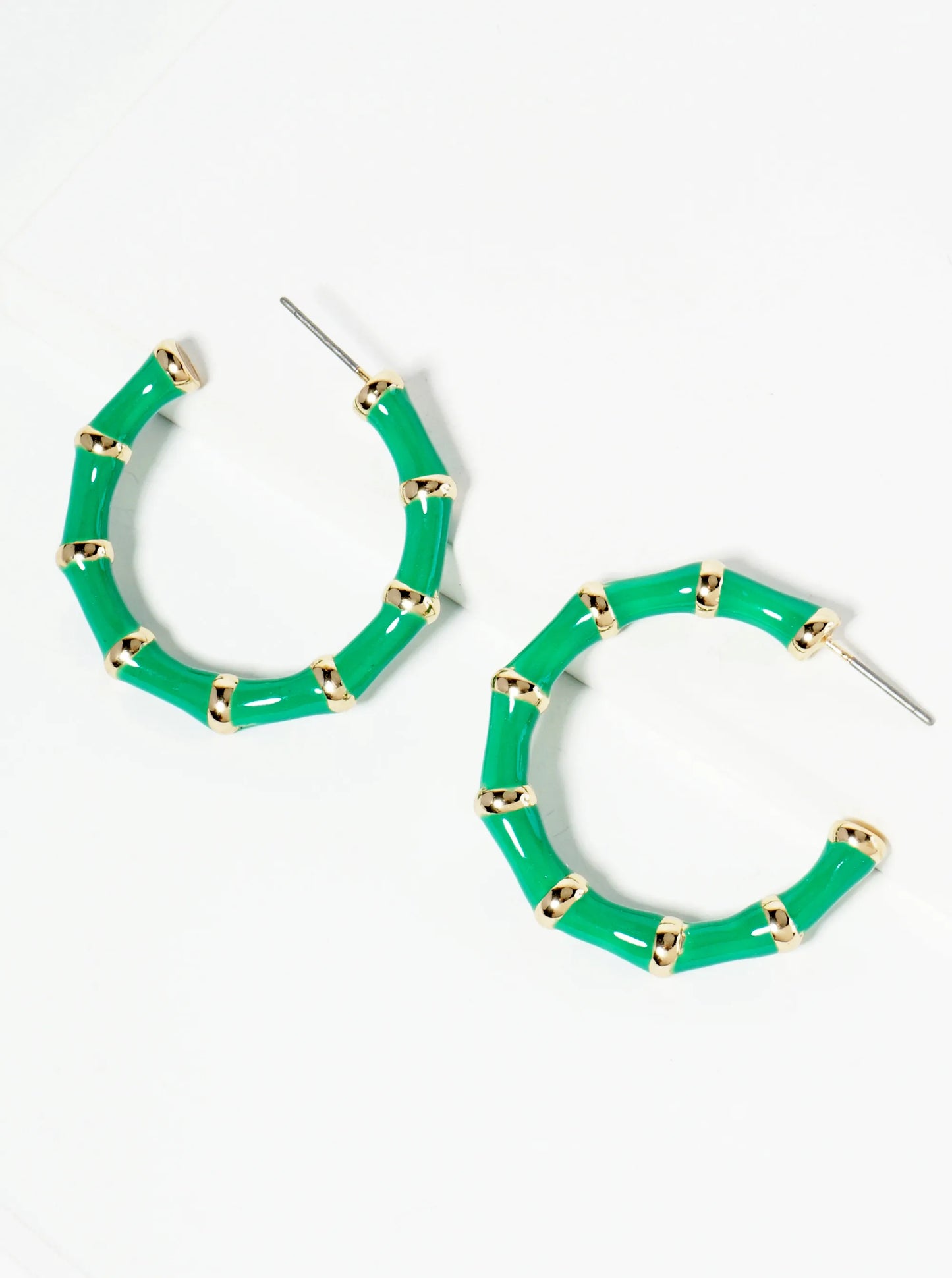 30mm Bamboo Design Enamel Open Hoop Earrings