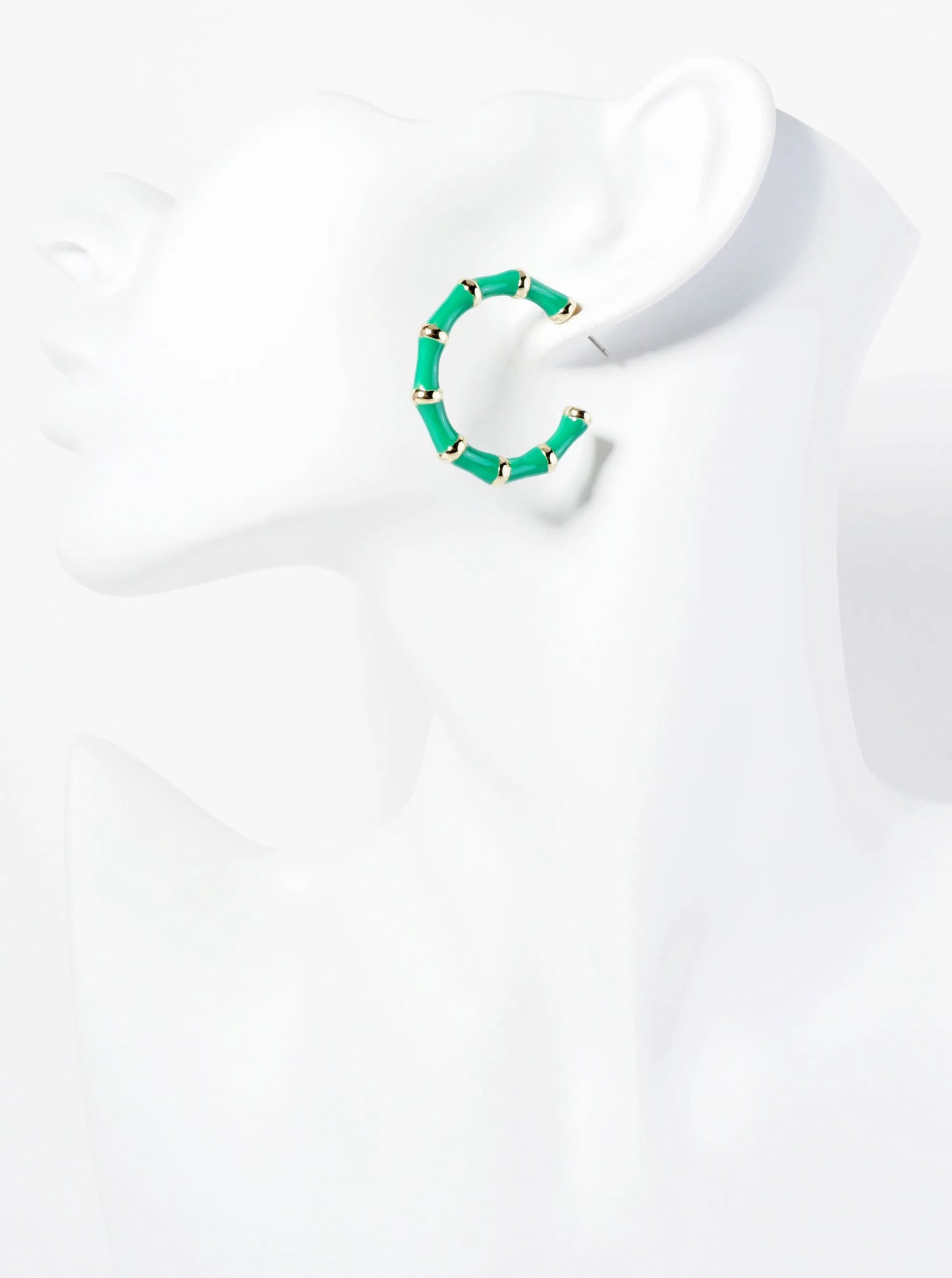 30mm Bamboo Design Enamel Open Hoop Earrings