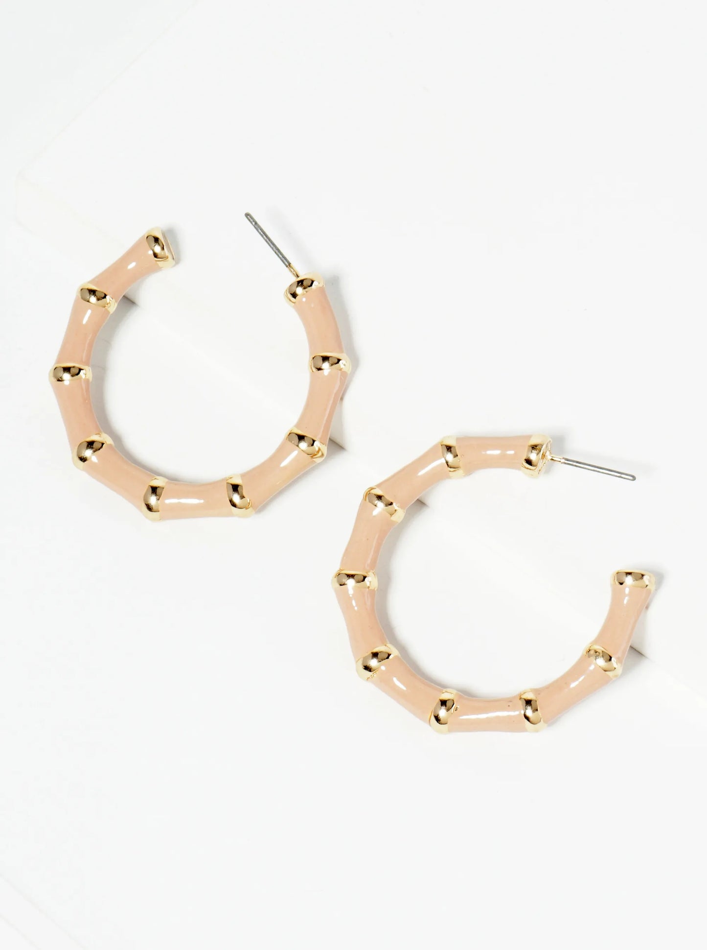 30mm Bamboo Design Enamel Open Hoop Earrings