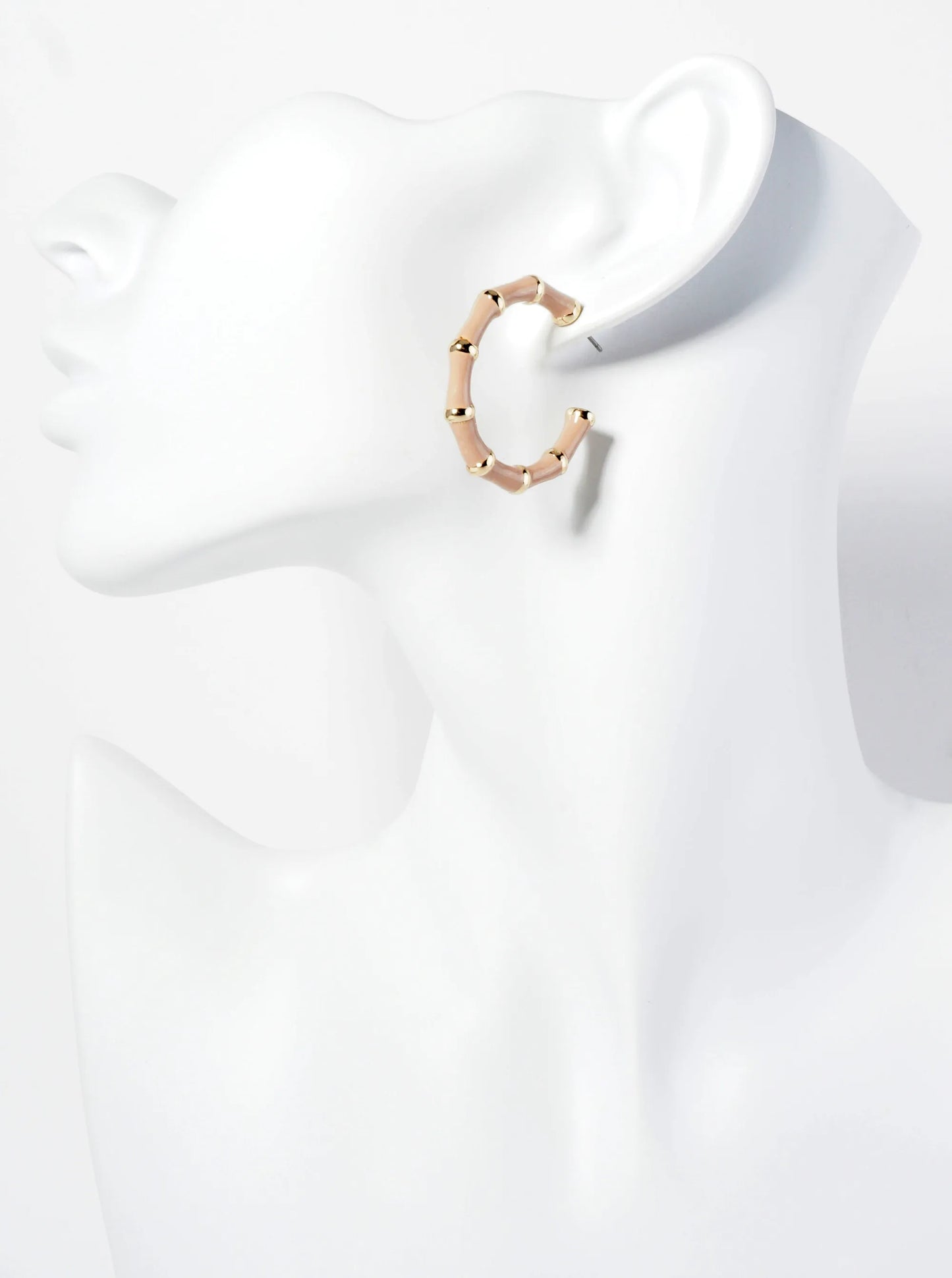 30mm Bamboo Design Enamel Open Hoop Earrings