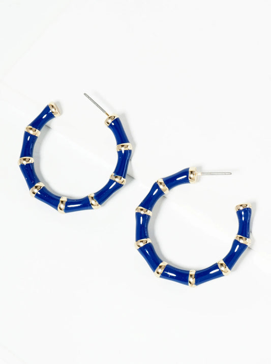 30mm Bamboo Design Enamel Open Hoop Earrings