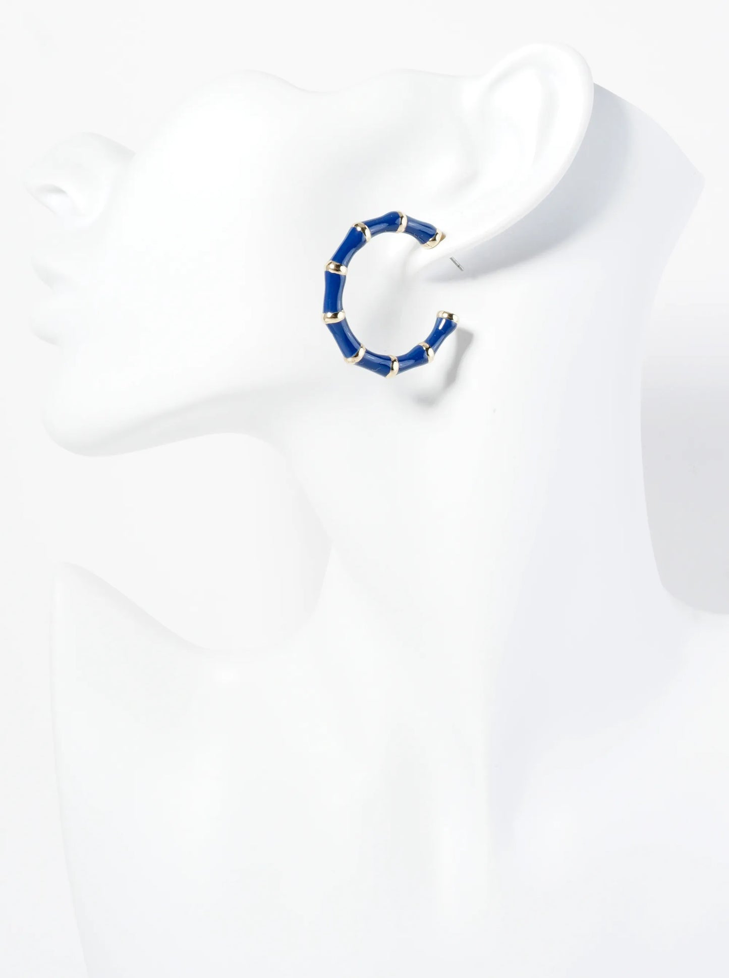 30mm Bamboo Design Enamel Open Hoop Earrings