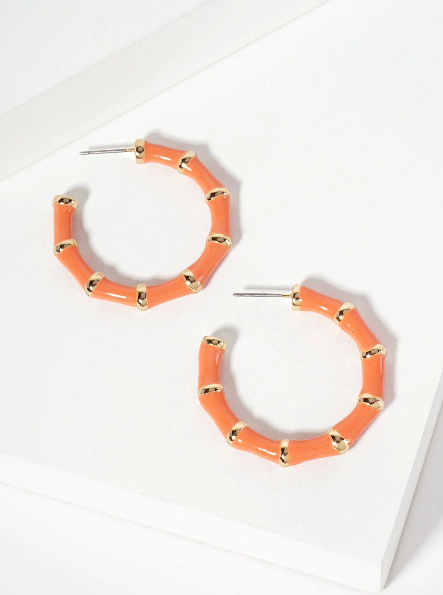 30mm Bamboo Design Enamel Open Hoop Earrings