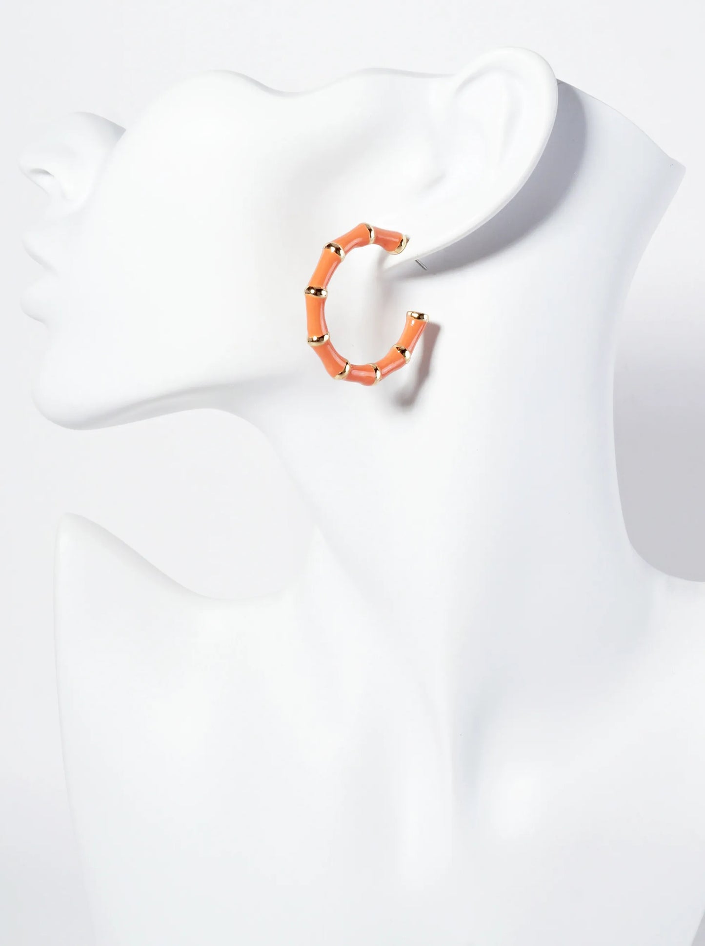 30mm Bamboo Design Enamel Open Hoop Earrings