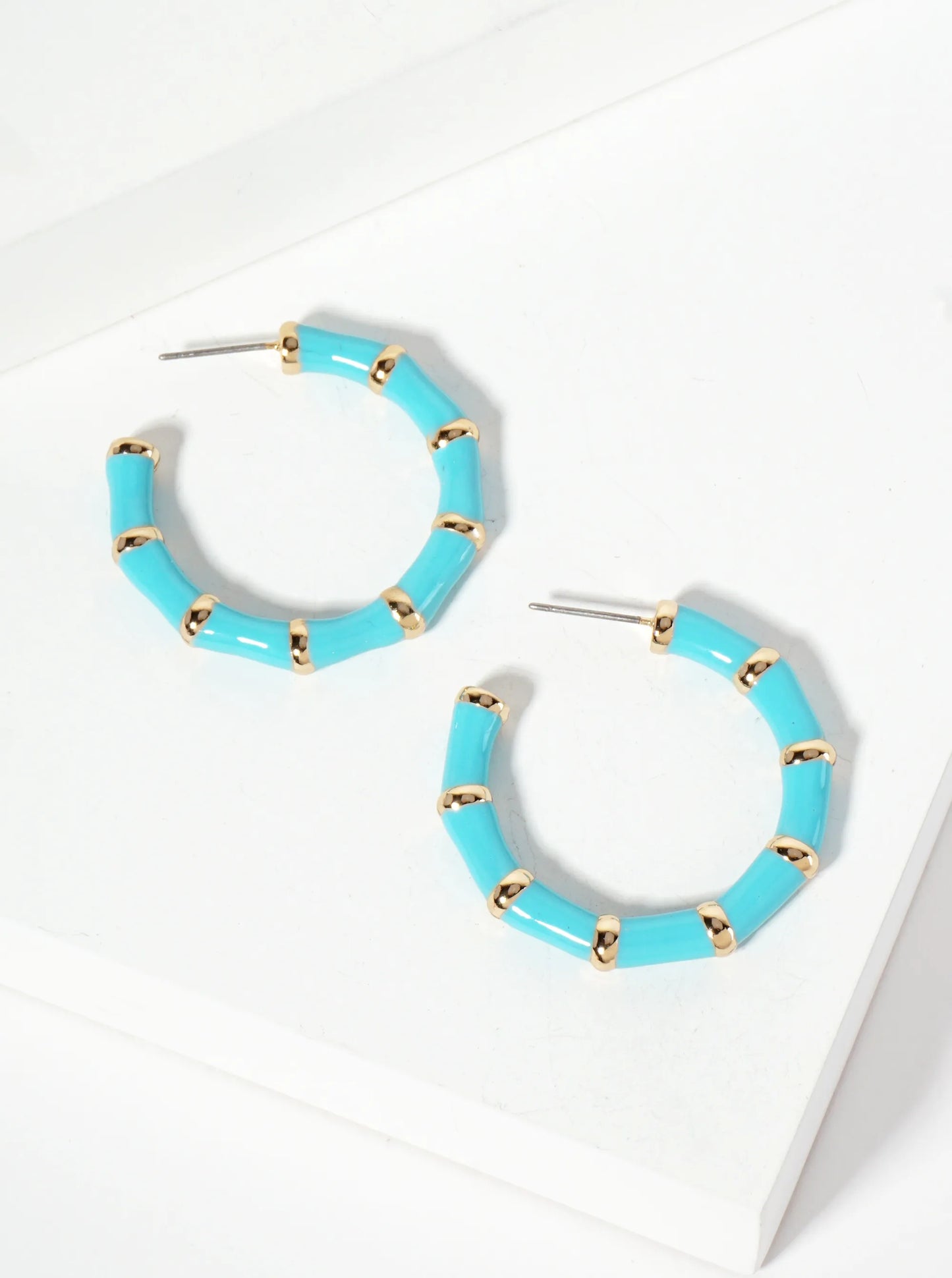30mm Bamboo Design Enamel Open Hoop Earrings