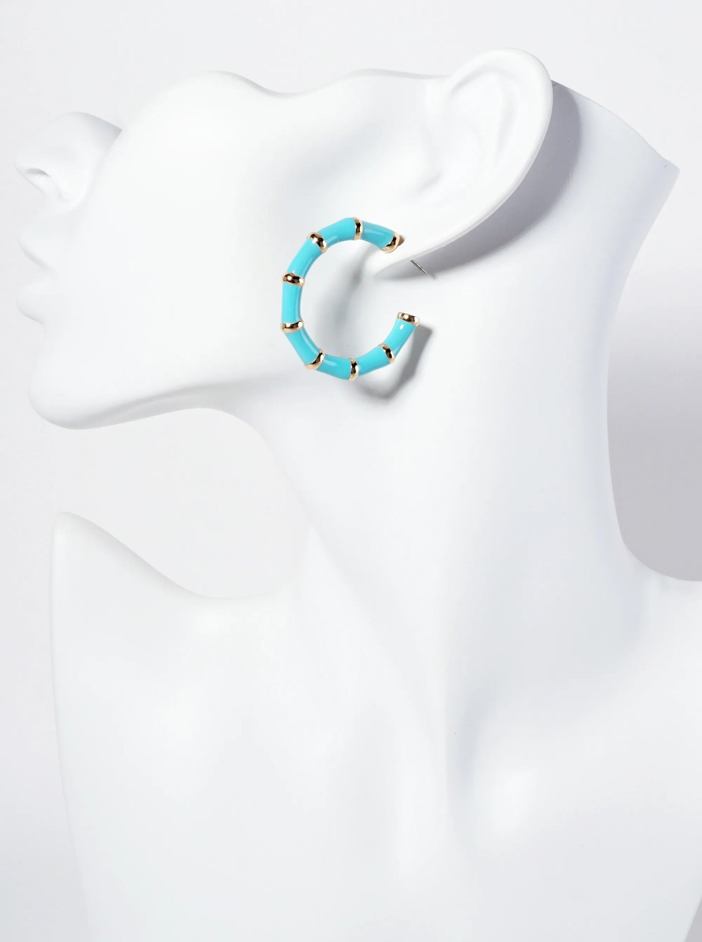 30mm Bamboo Design Enamel Open Hoop Earrings