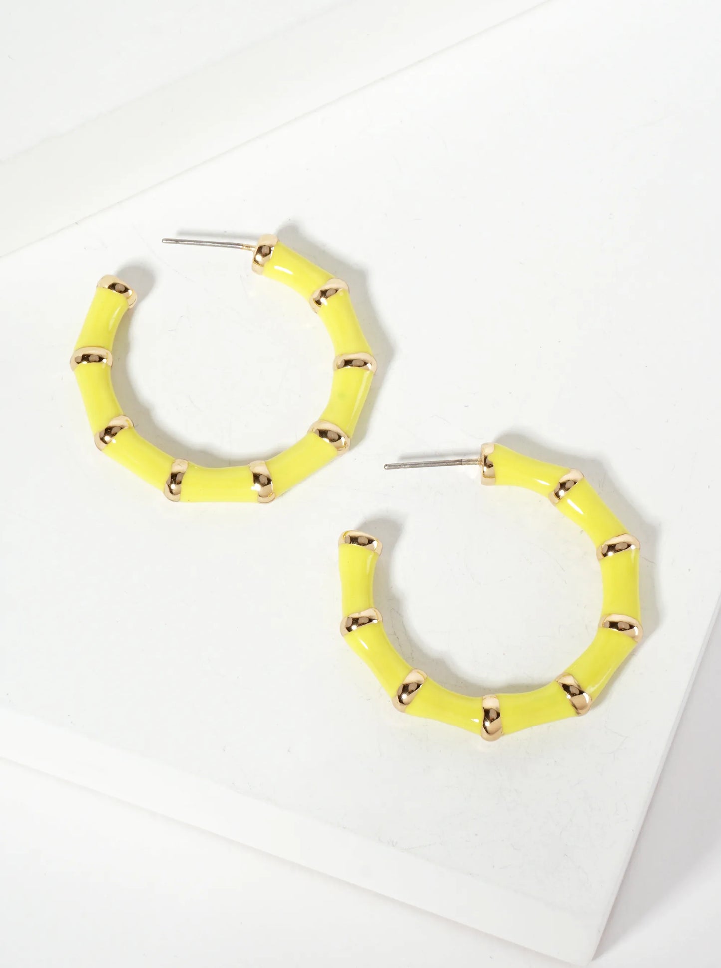 30mm Bamboo Design Enamel Open Hoop Earrings