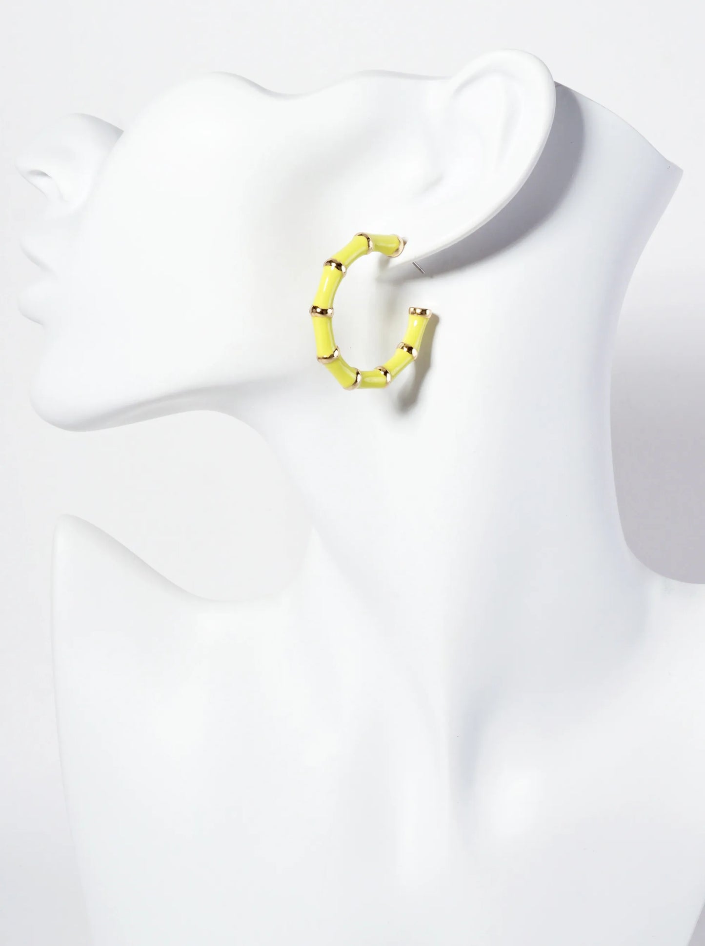 30mm Bamboo Design Enamel Open Hoop Earrings