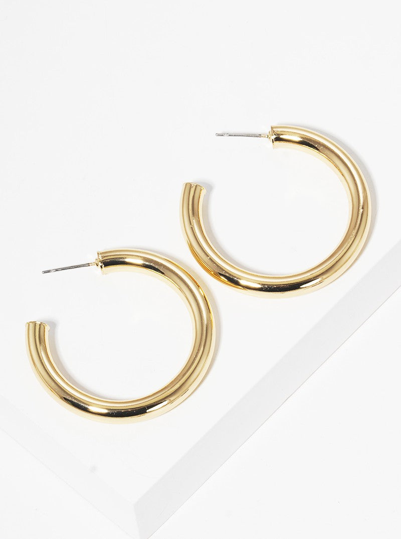 30mm Bold Brass Hollow Hoop Earrings