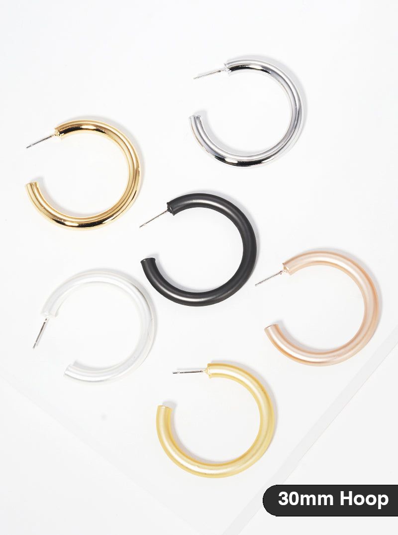 30mm Bold Brass Hollow Hoop Earrings