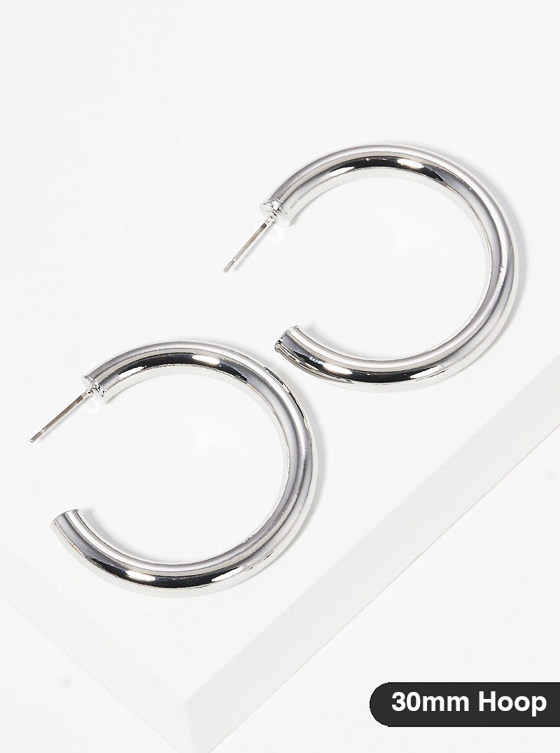 30mm Bold Brass Hollow Hoop Earrings