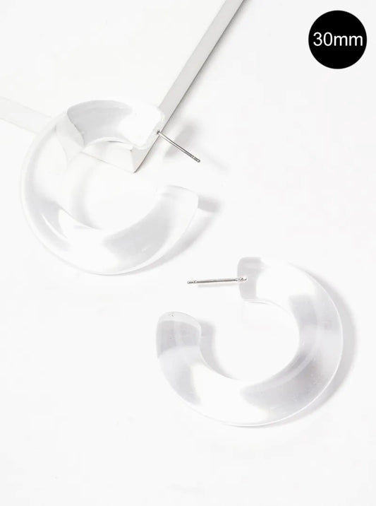 30mm Color Lucite Hoop Earrings