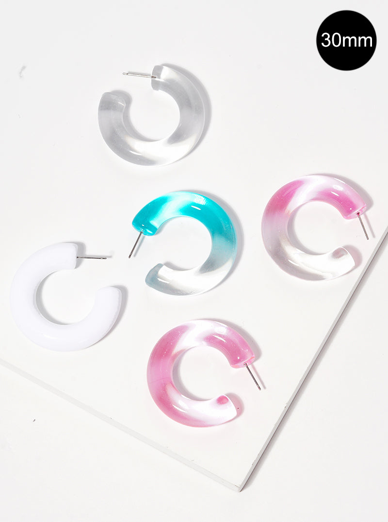 30mm Color Lucite Hoop Earrings