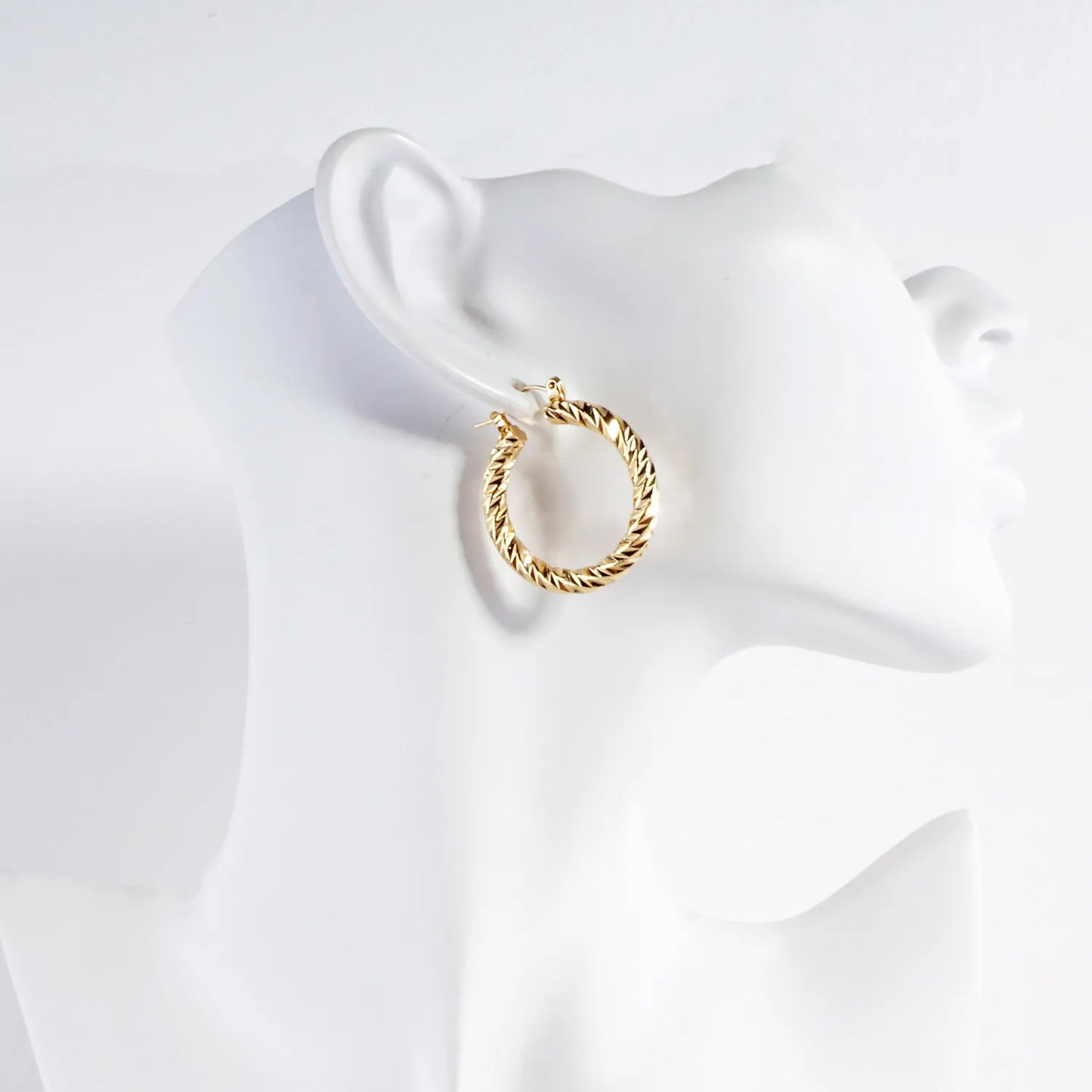 30mm Diamond Cut Textured Aluminum Hoop Earrings